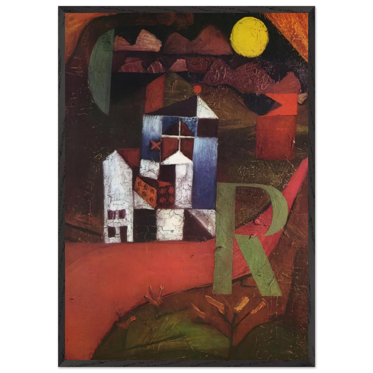 VILLA R 1919 - Paul Klee 70x100 cm / 28x40 inches Framed Art Print – Black Wooden Frame