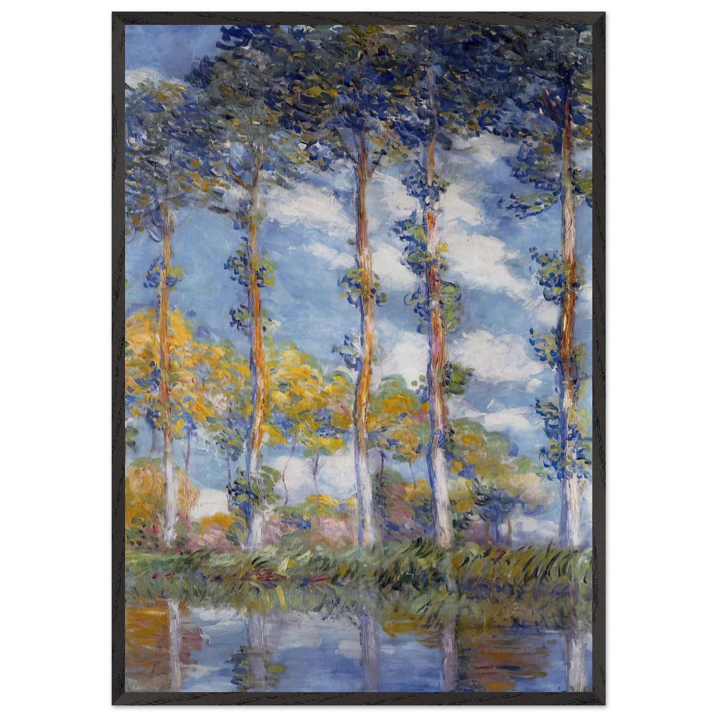 Poplars N1 - claude monet 70x100 cm / 28x40 inches Framed Art Print – Black Wooden Frame