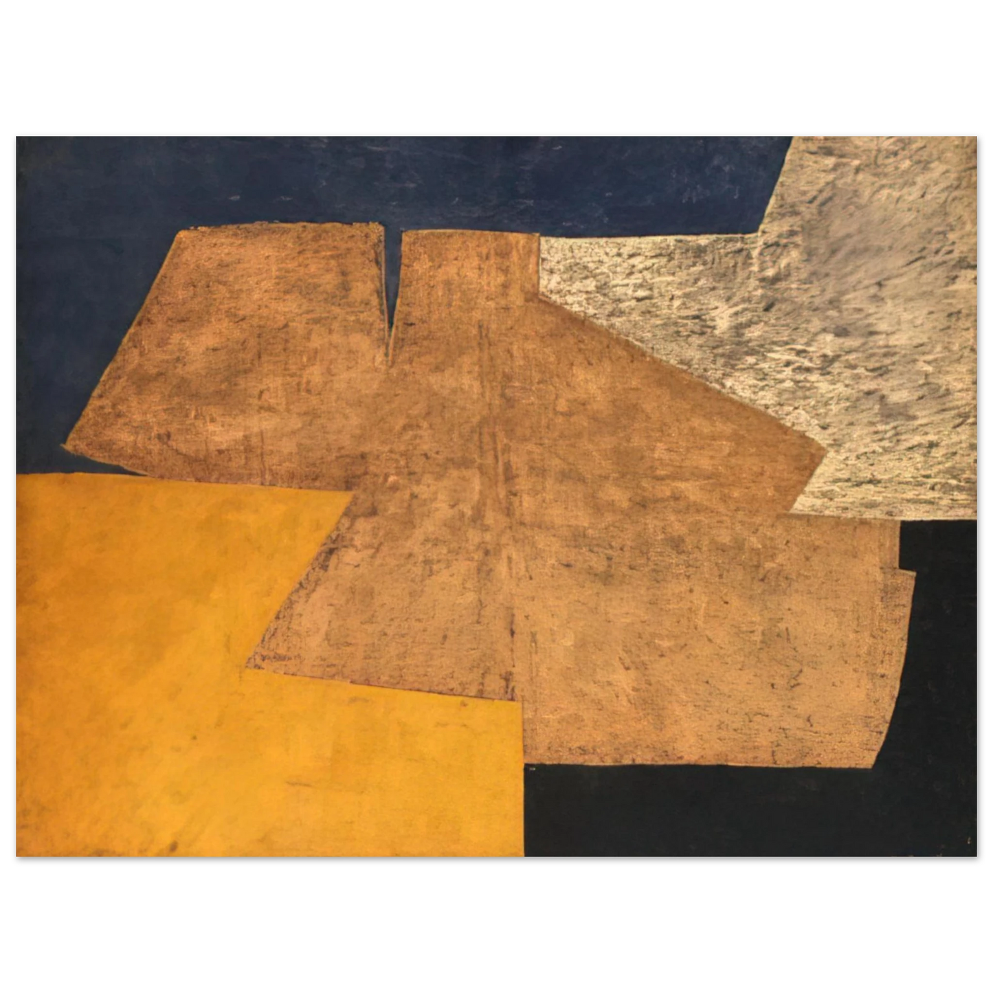 Serge Poliakoff - Composition jaune, mauve, bleu et noir La table d'or - 1952 75x100 cm / 30x40inches Fine Art Poster