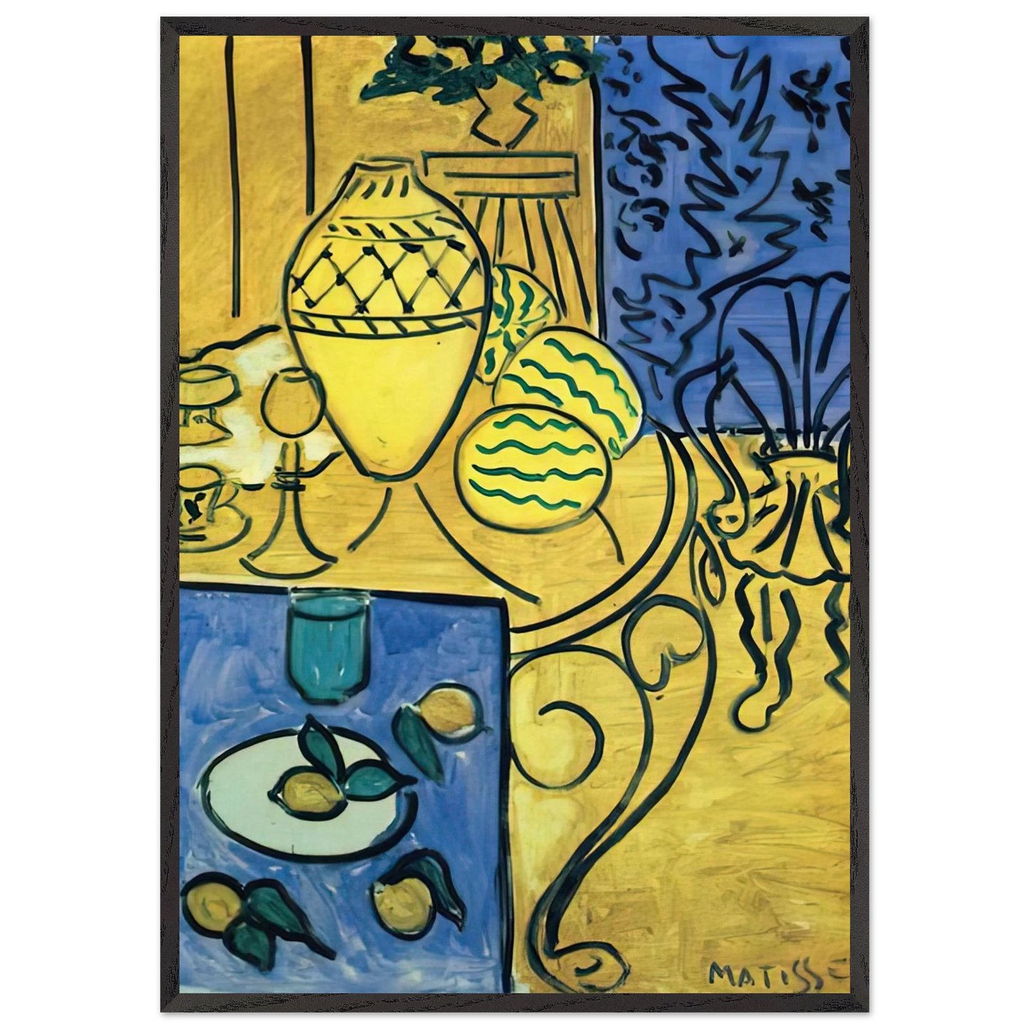 INTERIOR IN YELLOW 1946 - Henri Matisse 70x100 cm / 28x40 inches Framed Art Print – Black Wooden Frame