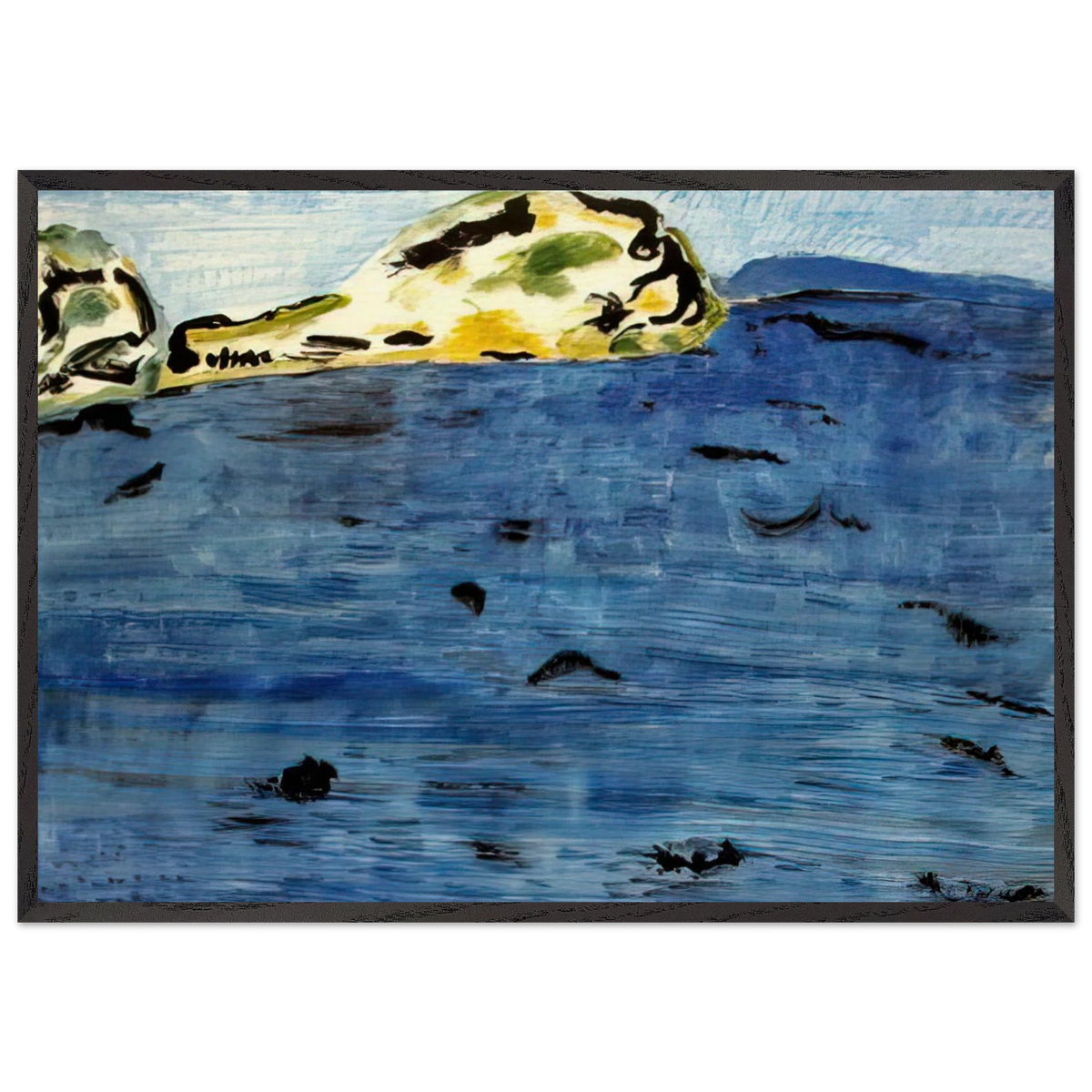 Blue Bay and Dunes - 1961 - Milton Avery 70x100 cm / 28x40 inches Framed Art Print – Black Wooden Frame