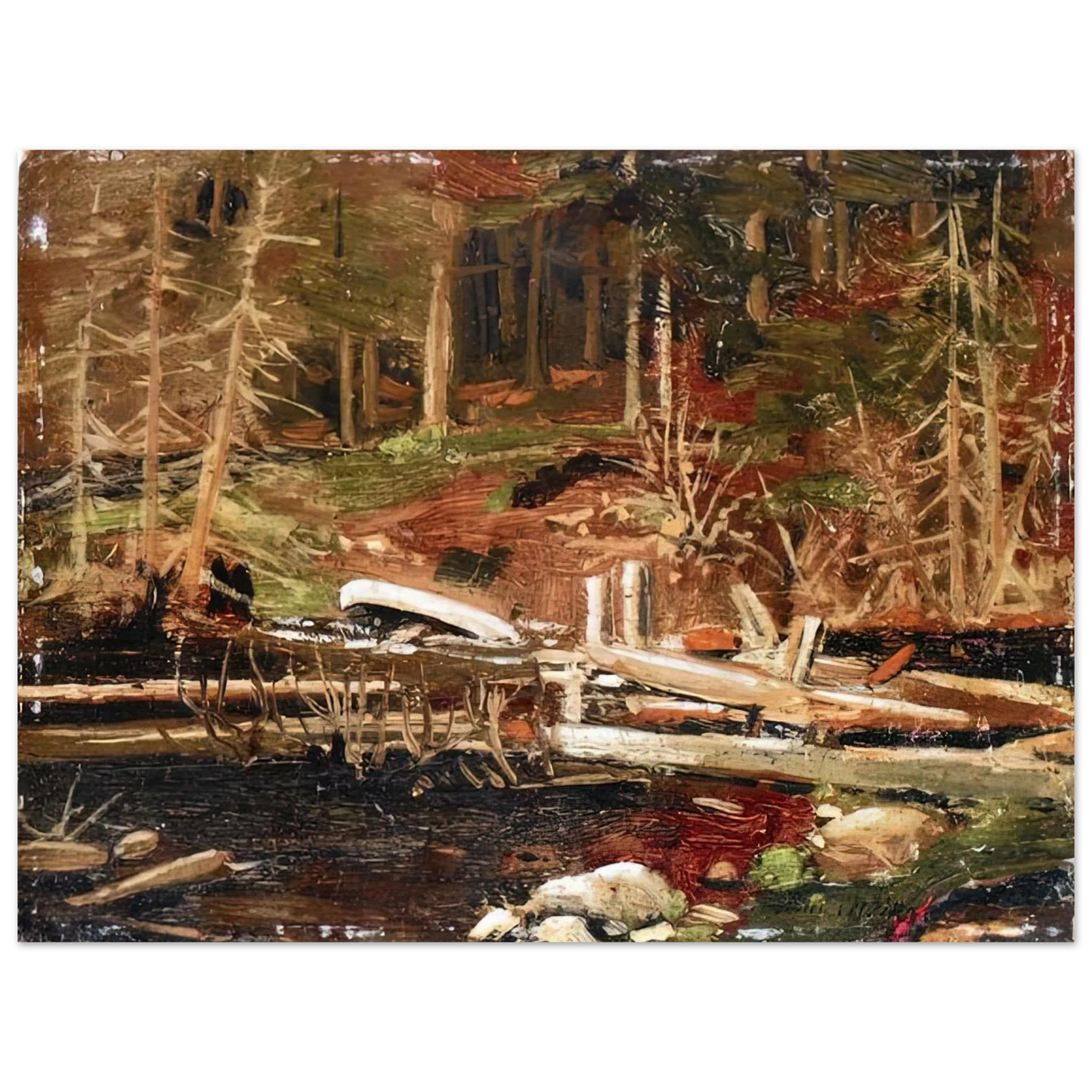 Tom Thomson - OLD LUMBER DAM ALGONQUIN PARK 1912 75x100 cm / 30x40inches Fine Art Poster