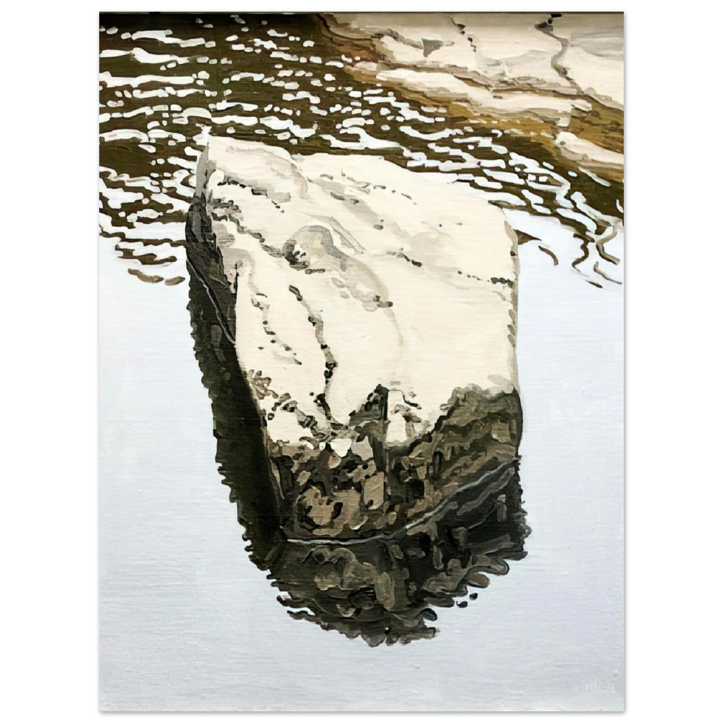 Neil Welliver - Study for Flat Boulder Reflected - 1986 75x100 cm / 30x40inches Fine Art Poster