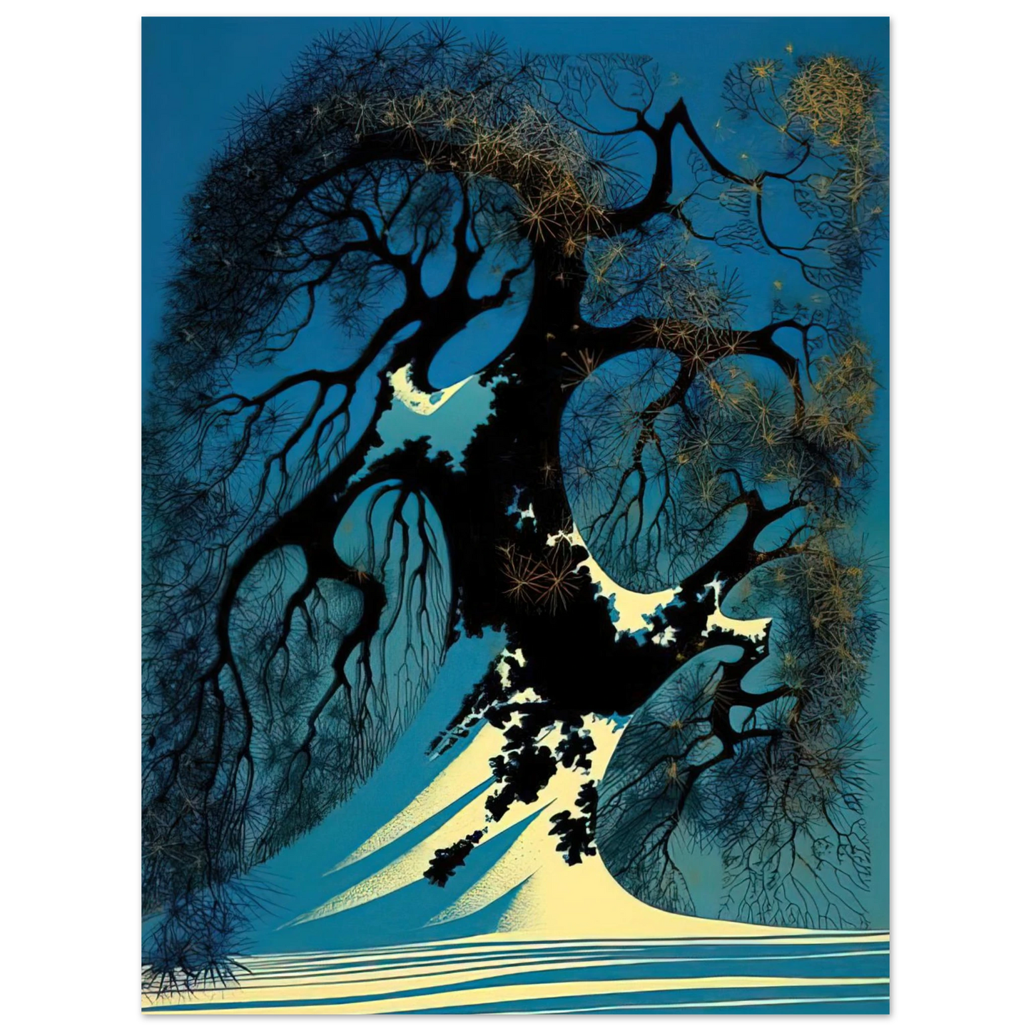 Eyvind Earle - Winter Bonsai 75x100 cm / 30x40inches Fine Art Poster