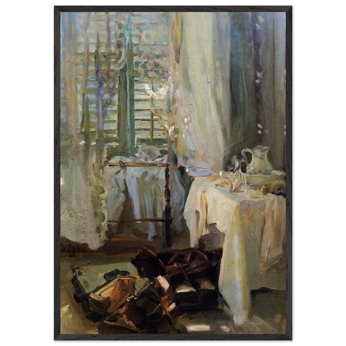A Hotel Room - John Singer Sargent 70x100 cm / 28x40 inches Framed Art Print – Black Wooden Frame