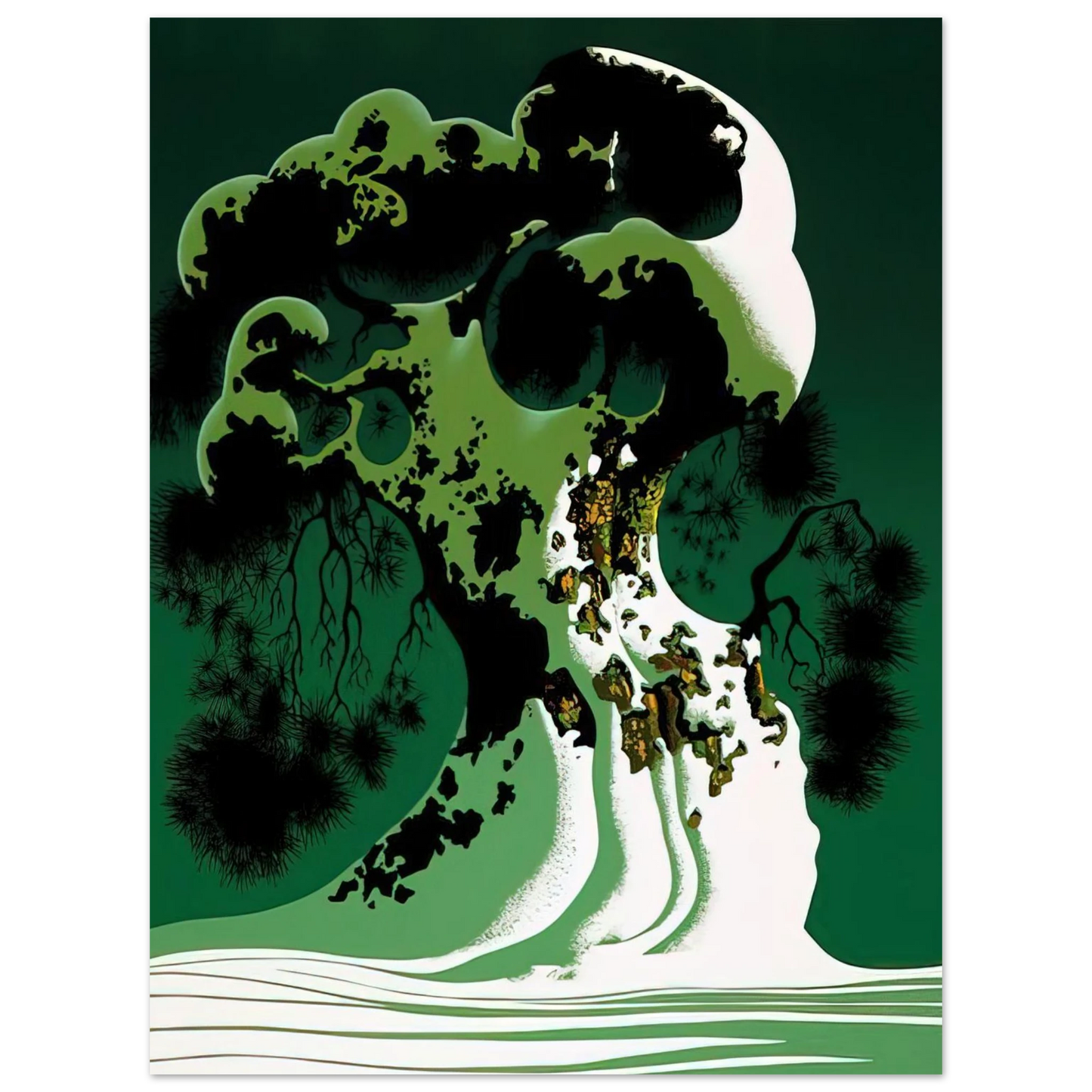 Eyvind Earle - Snow Covered Bonsai 75x100 cm / 30x40inches Fine Art Poster