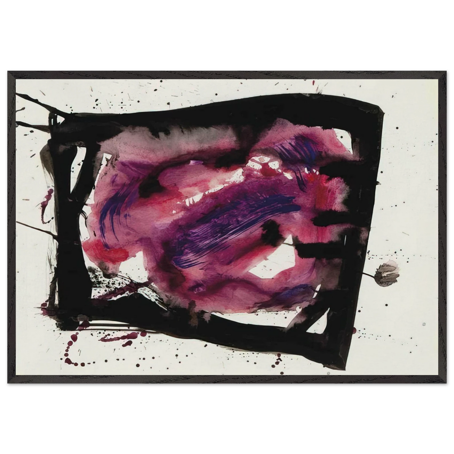 Untitled SF72-1009 - Sam Francis 70x100 cm / 28x40 inches Framed Art Print – Black Wooden Frame
