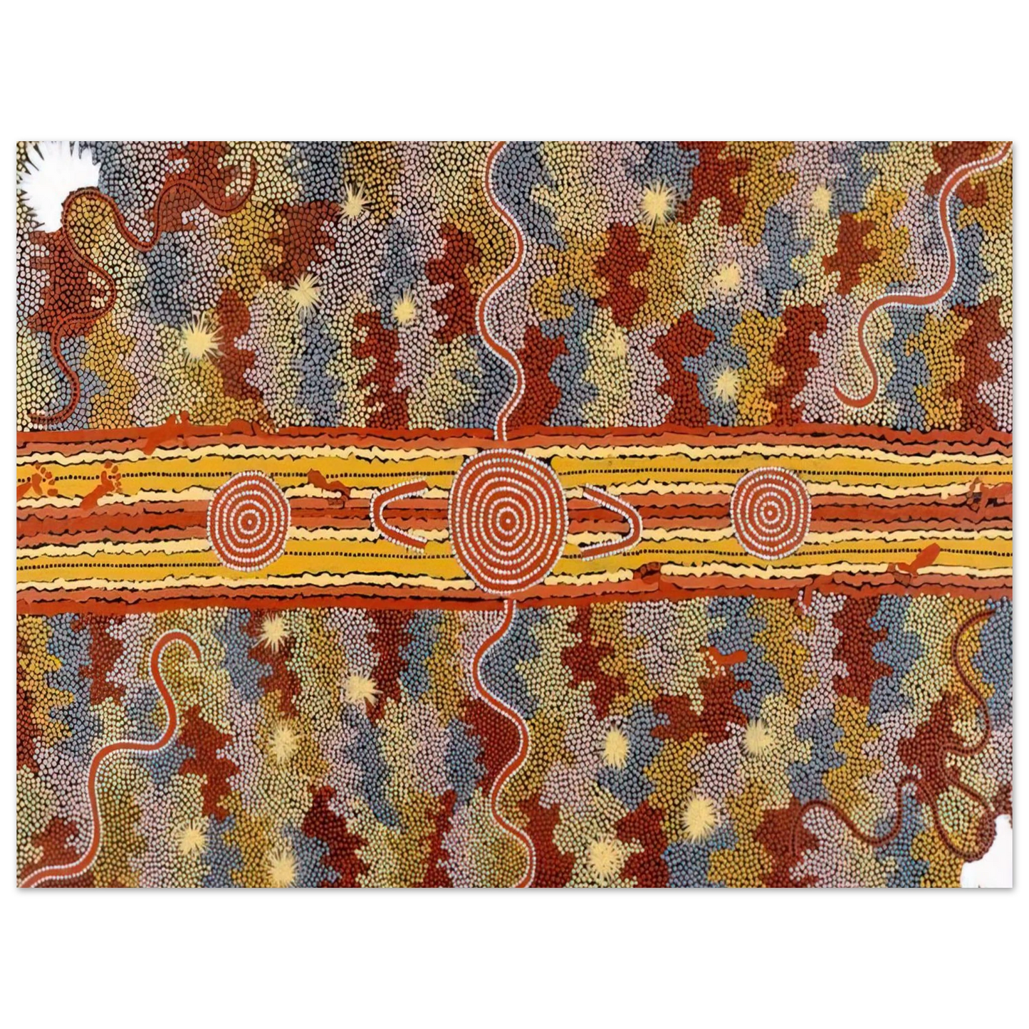Clifford Possum Tjapaltjarri - Corrobboree Dreaming - Native Art 75x100 cm / 30x40inches Fine Art Poster