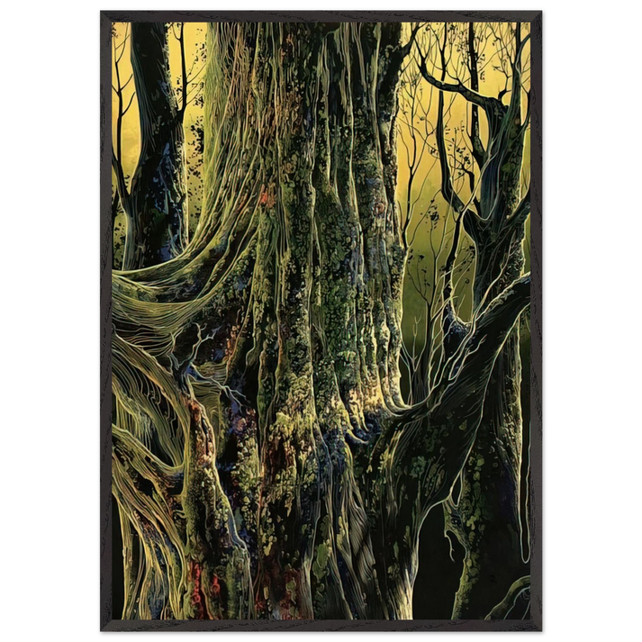 Ancient Tree - Eyvind Earle 70x100 cm / 28x40 inches Framed Art Print – Black Wooden Frame