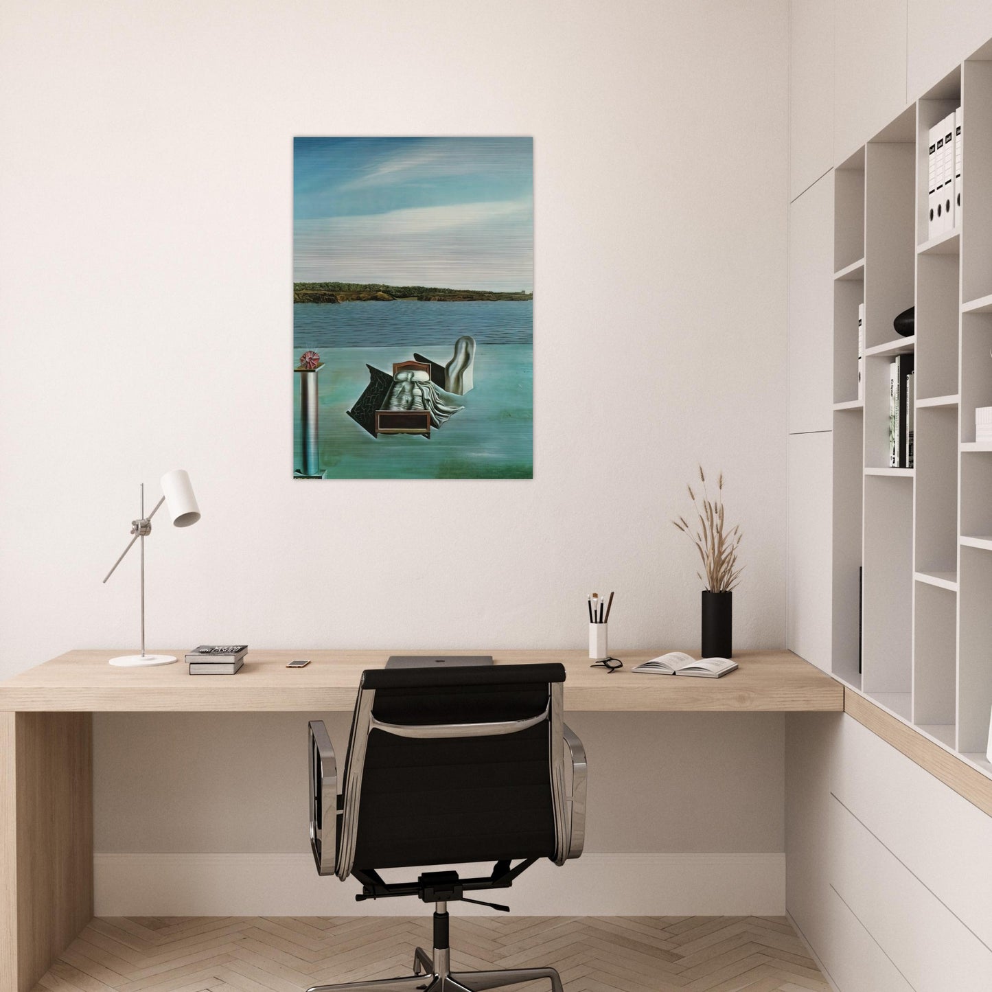 SURREALIST COMPOSITION WITH INVISIBLE FIGURES - Salvador Dali Brushed Aluminum Print - 70x100 cm / 28x40 inches | Salvador Dali Aluminum Print | Salvador Dali Prints