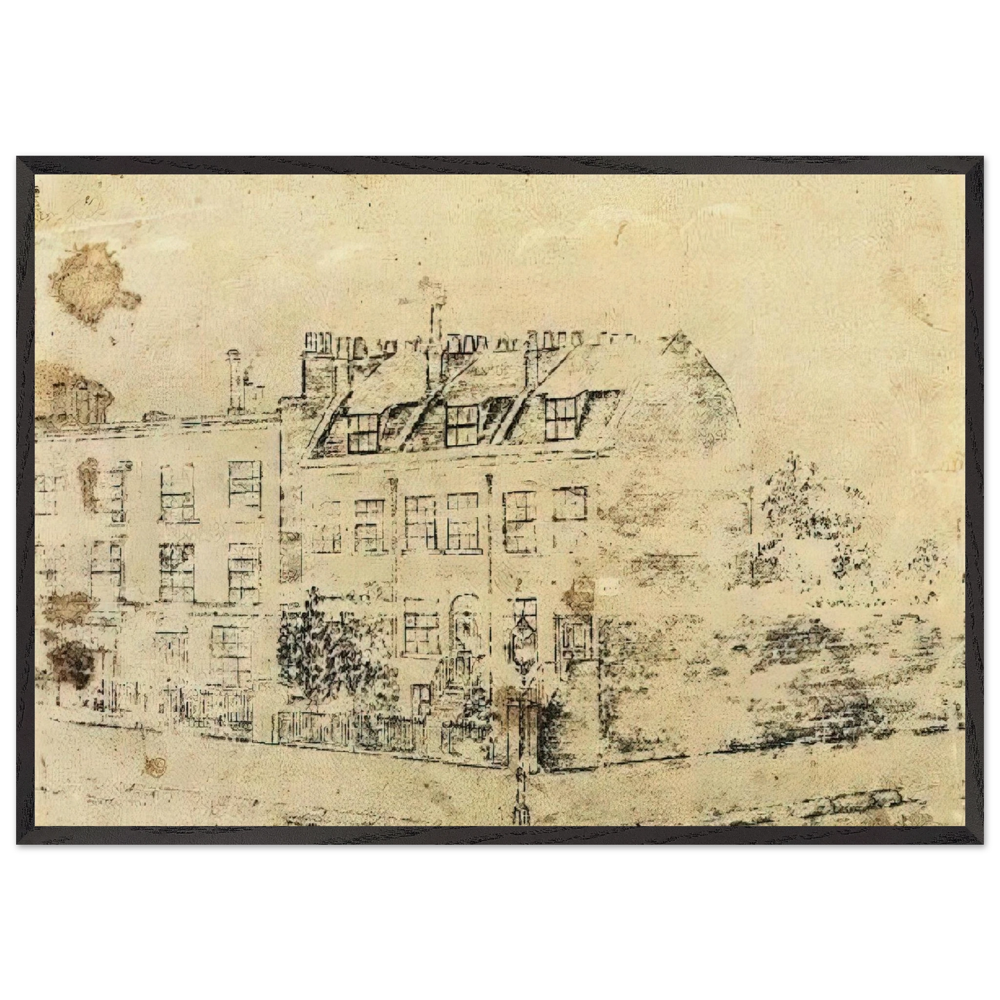 Vincents Boarding House in Hackford Road Brixton London - Vincent van Gogh 70x100 cm / 28x40 inches Framed Art Print – Black Wooden Frame
