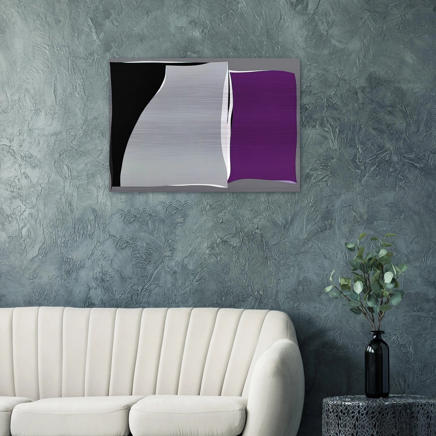 Black Gray Curves with Purple - 1960 - Karl Benjamin Brushed Aluminum Print - 70x100 cm / 28x40 inches | Karl Benjamin Aluminum Print | Karl Benjamin Prints