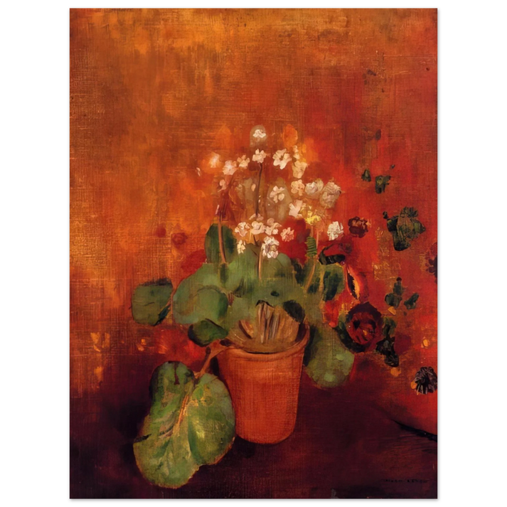 Odilon Redon - FLOWERS IN A POT ON A RED BACKGROUND 75x100 cm / 30x40inches Fine Art Poster