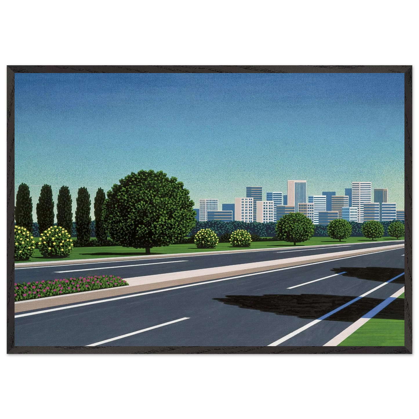 City Highway - Hiroshi Nagai 70x100 cm / 28x40 inches Framed Art Print – Black Wooden Frame