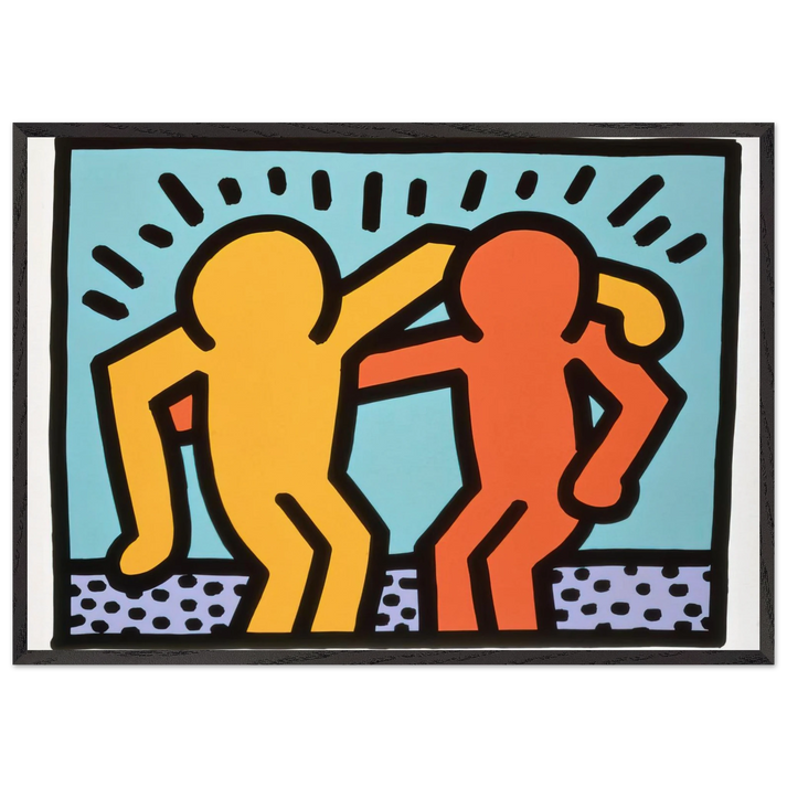 BEST BUDDIES 1990 N2 - Keith Haring 70x100 cm / 28x40 inches Framed Art Print – Black Wooden Frame