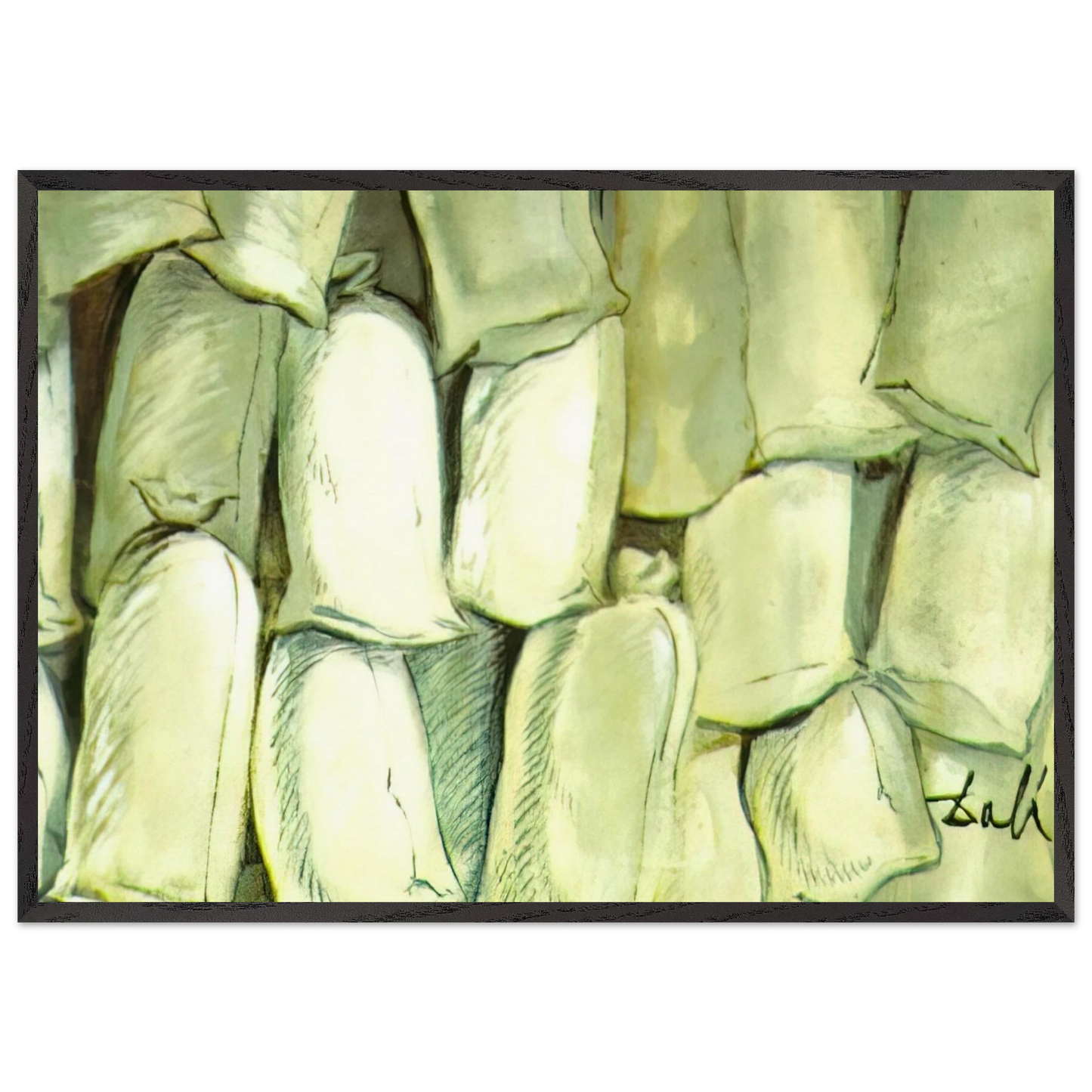 SET DESIGN FOR THE BALLET LOS SACOS DEL MOLINERO 3 - Salvador Dali 70x100 cm / 28x40 inches Framed Art Print – Black Wooden Frame