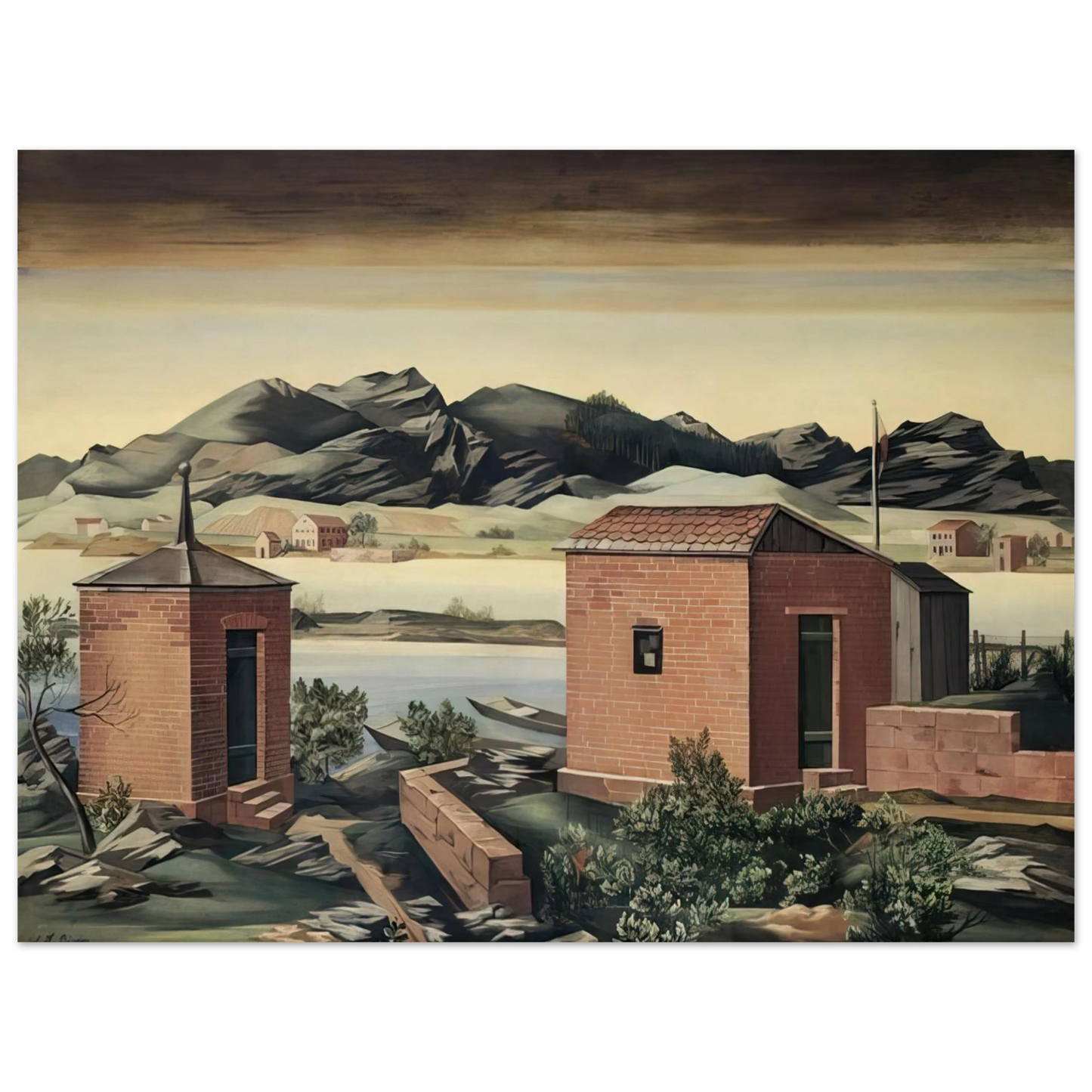 Julius Bissier - Imbarcadero a Zurigo - 1927 75x100 cm / 30x40inches Fine Art Poster