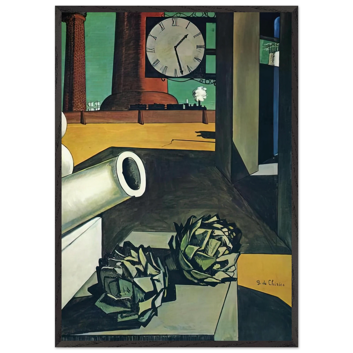 THE CONQUEST OF THE PHILOSOPHER 1914 - Giorgio de Chirico 70x100 cm / 28x40 inches Framed Art Print – Black Wooden Frame