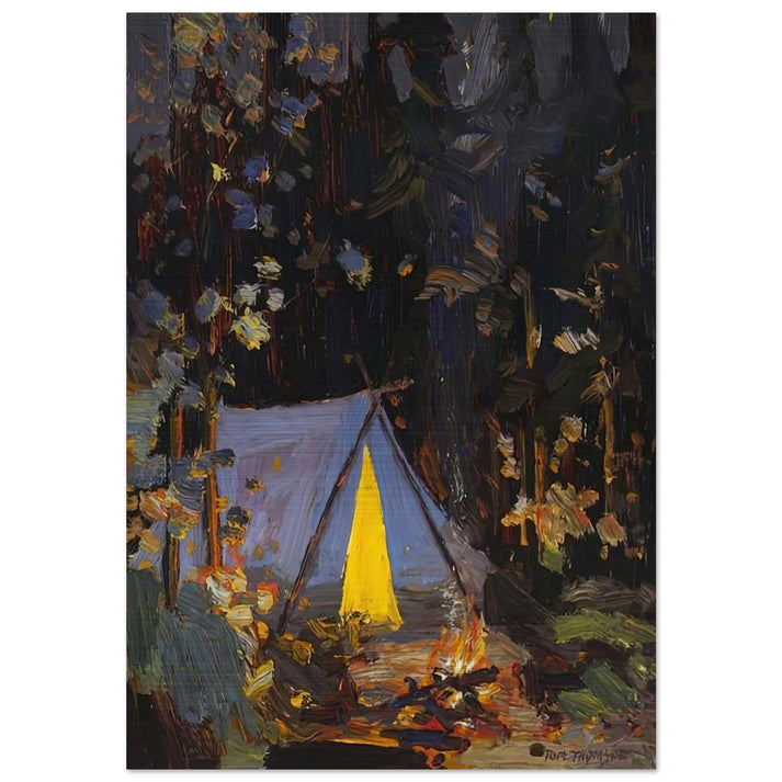 CAMPFIRE 1916 - Tom Thomson Brushed Aluminum Print - 70x100 cm / 28x40 inches | Tom Thomson Aluminum Print | Tom Thomson Prints