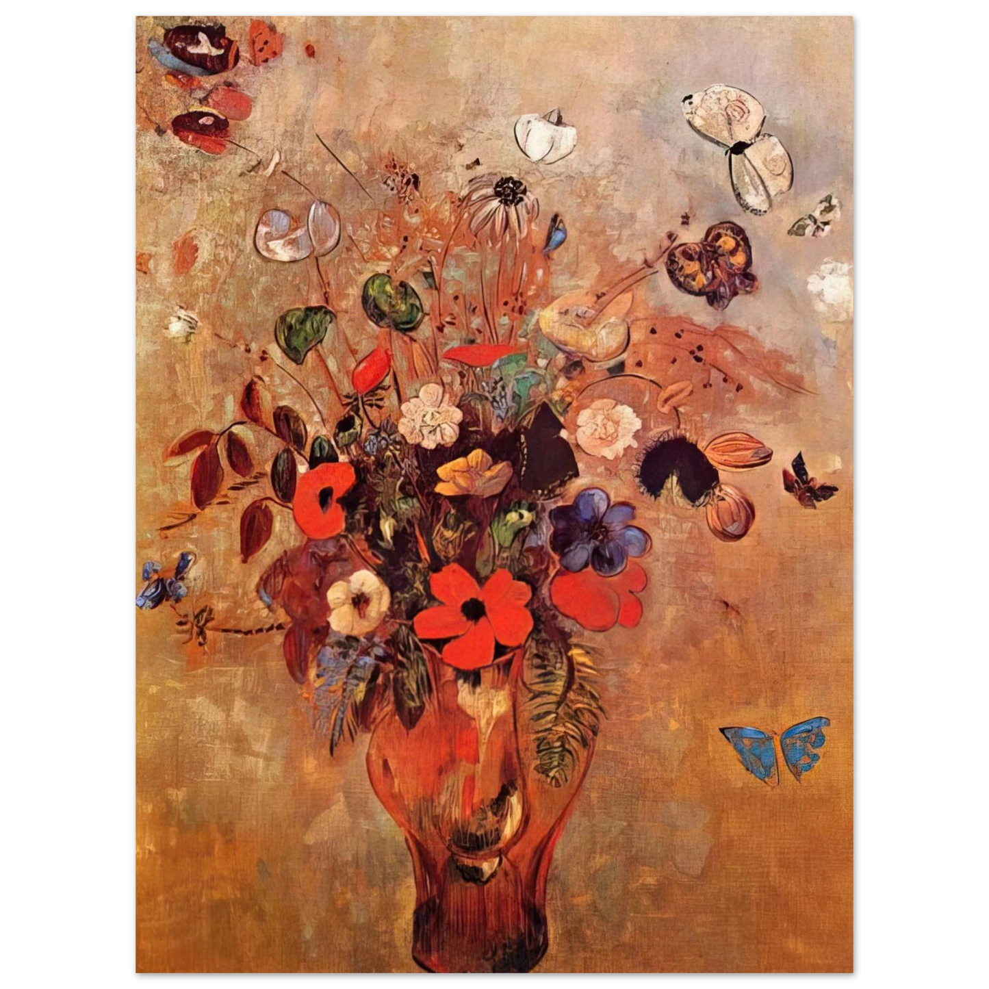 Odilon Redon - VASE WITH FLOWERS AND BUTTERFLIES 75x100 cm / 30x40inches Fine Art Poster