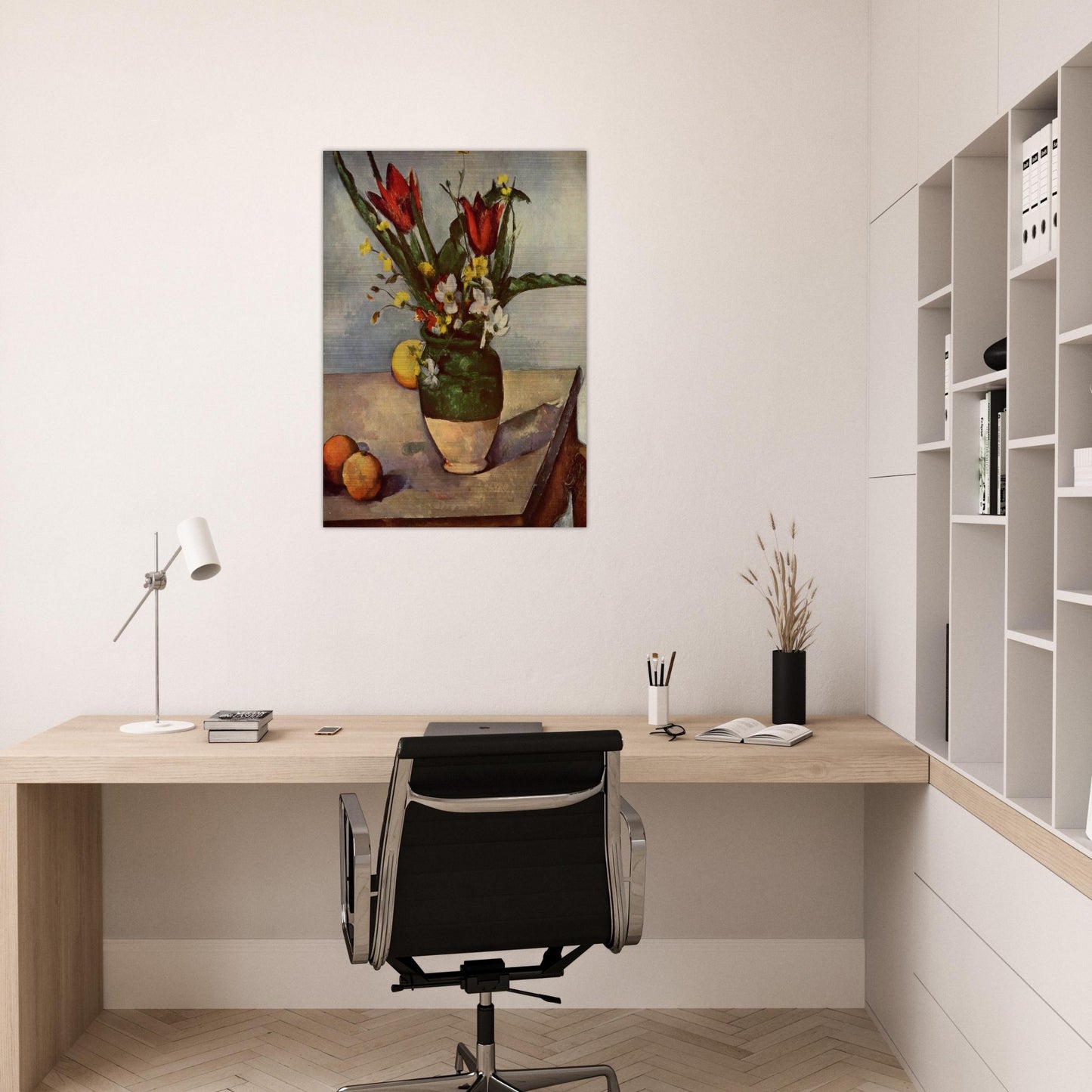 Still Life, Tulips and apples - Paul Cézanne Brushed Aluminum Print - 70x100 cm / 28x40 inches | Paul Cézanne Aluminum Print | Paul Cézanne Prints