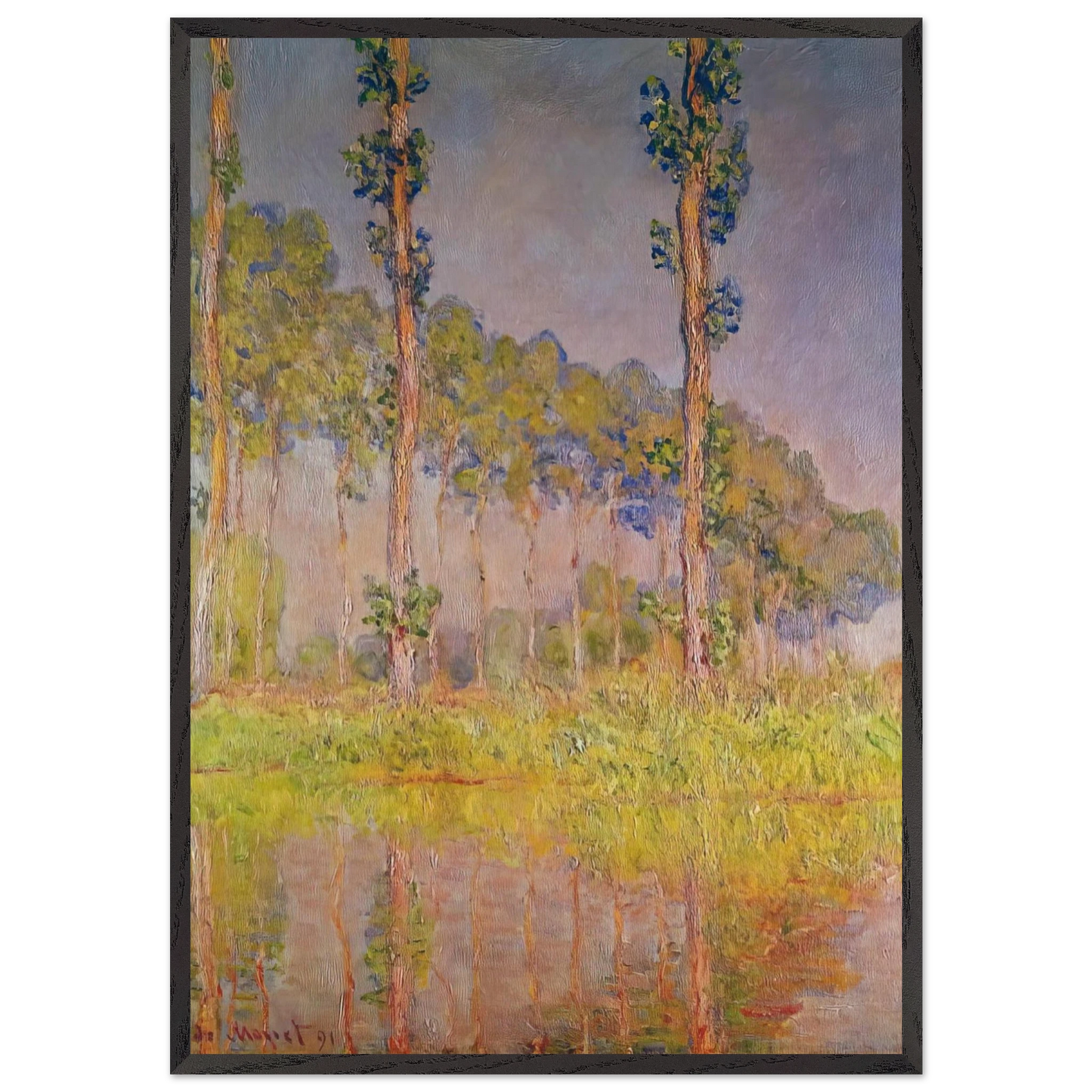 Three Trees in Spring - claude monet 70x100 cm / 28x40 inches Framed Art Print – Black Wooden Frame