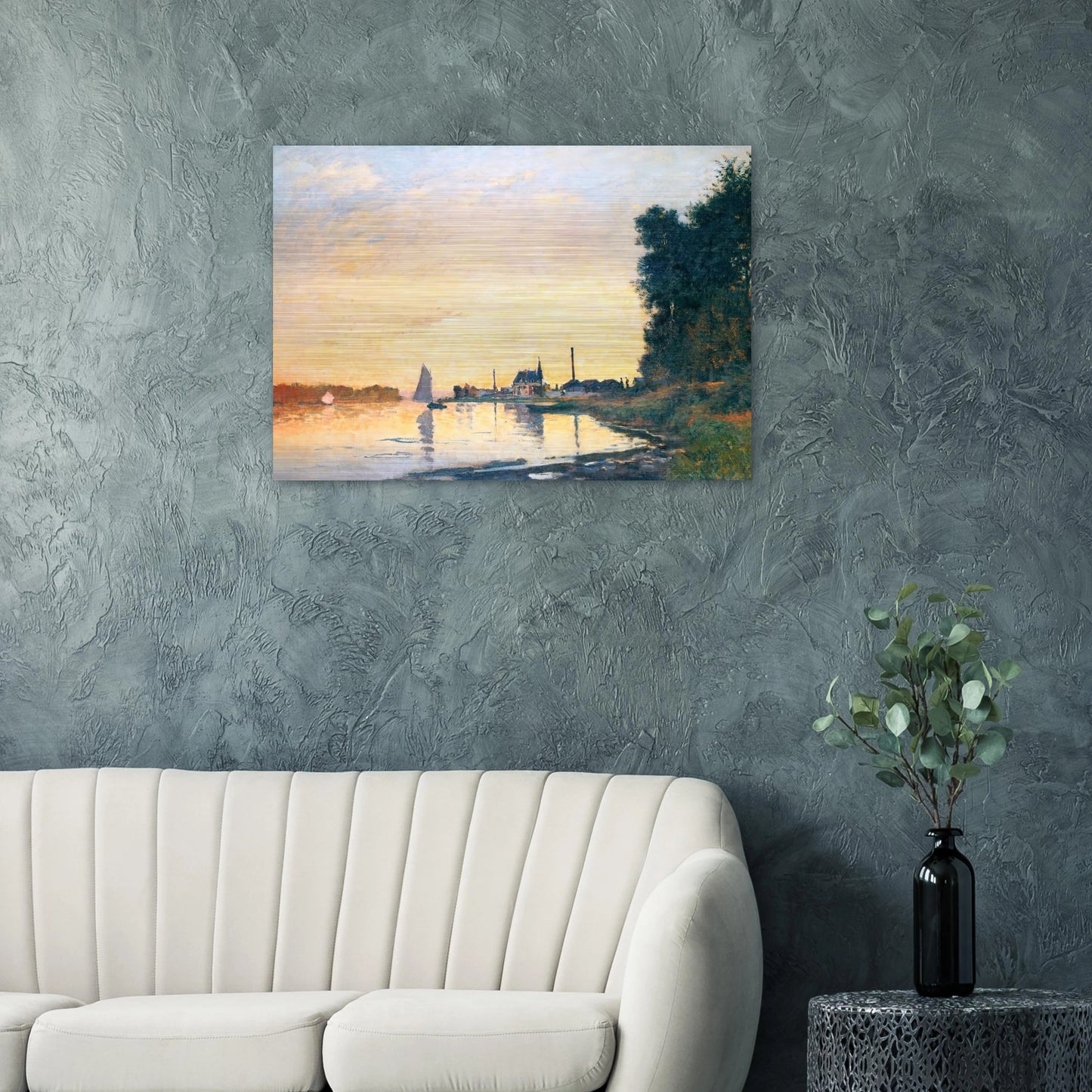 Argenteuil, Late Afternoon - claude monet Brushed Aluminum Print - 70x100 cm / 28x40 inches | claude monet Aluminum Print | claude monet Prints