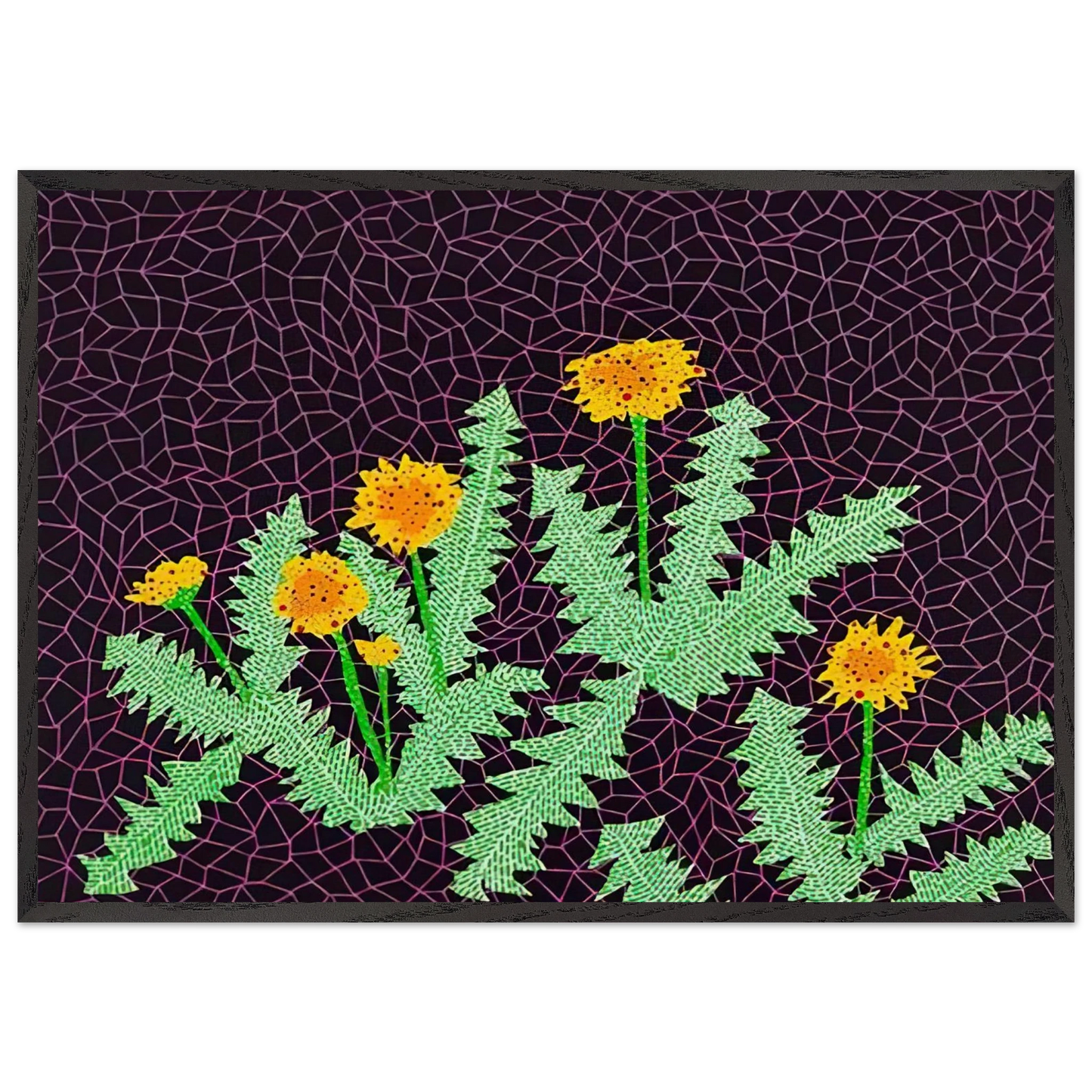 DANDELIONS 1985 - Yayoi Kusama 70x100 cm / 28x40 inches Framed Art Print – Black Wooden Frame