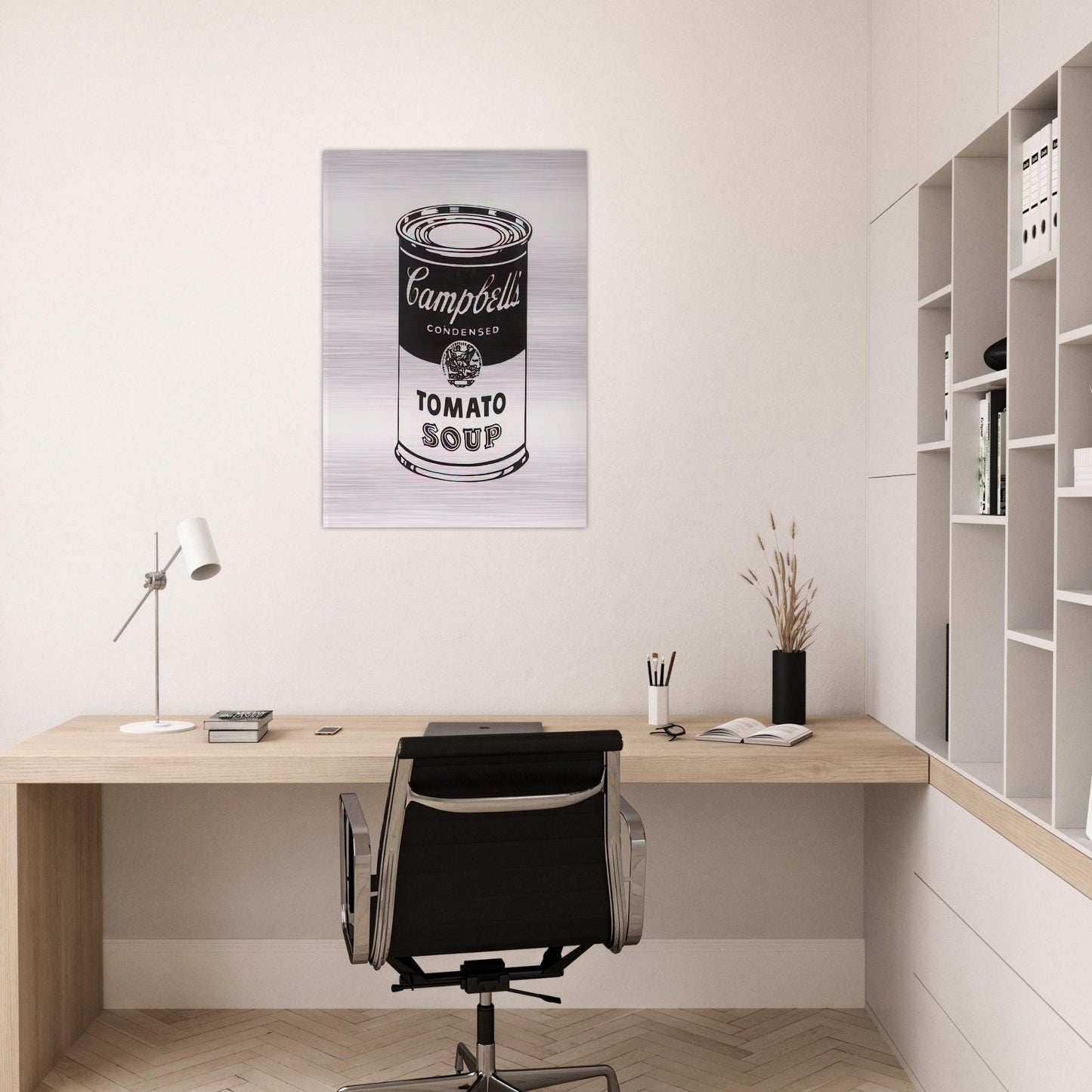 Campbell's Soup Can Tomato -Retrospective Series - Andy Warhol Brushed Aluminum Print - 70x100 cm / 28x40 inches | Andy Warhol Aluminum Print | Andy Warhol Prints