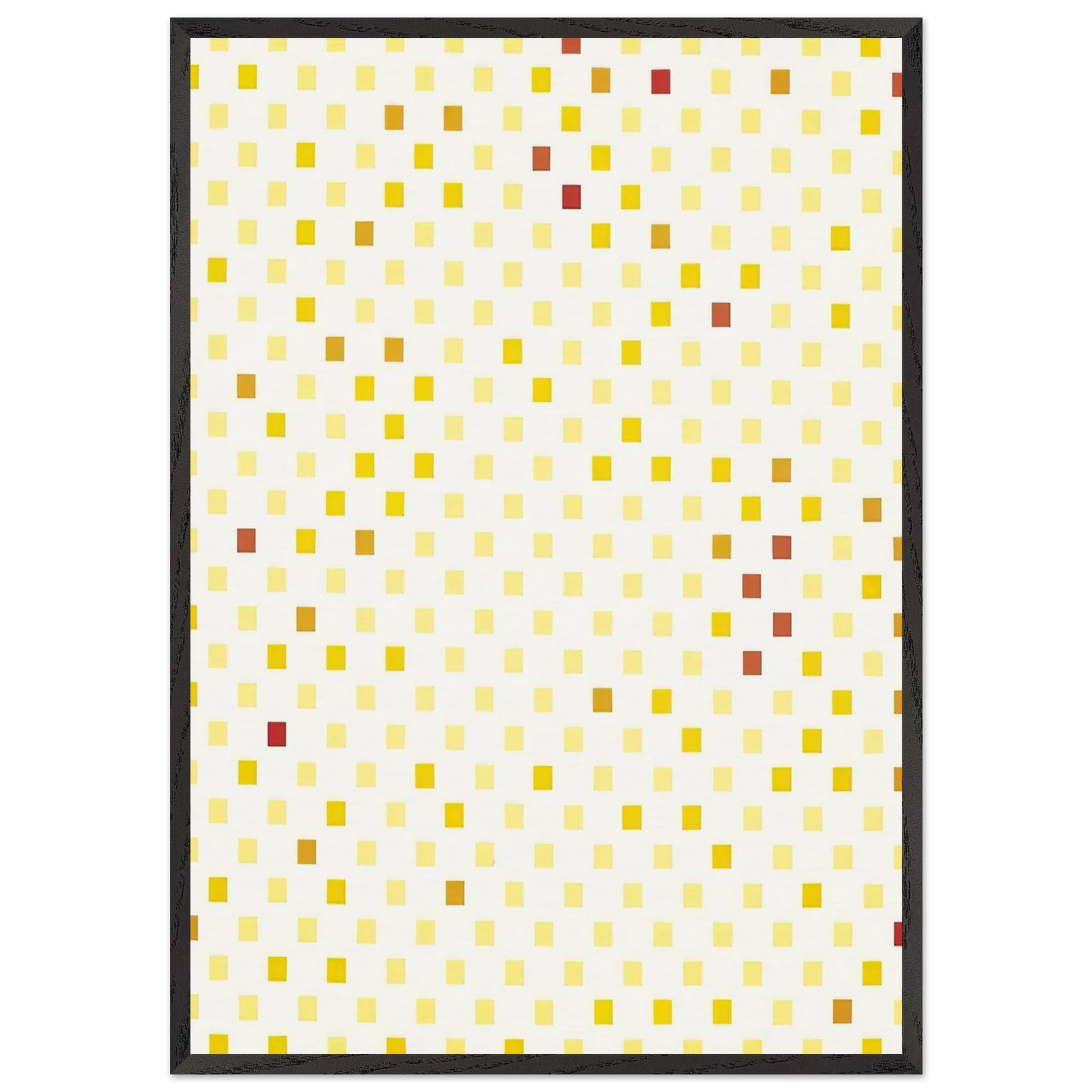 Repartition aleatoire du rouge au jaune suivant progression - 1970 - Francois Morellet 70x100 cm / 28x40 inches Framed Art Print – Black Wooden Frame