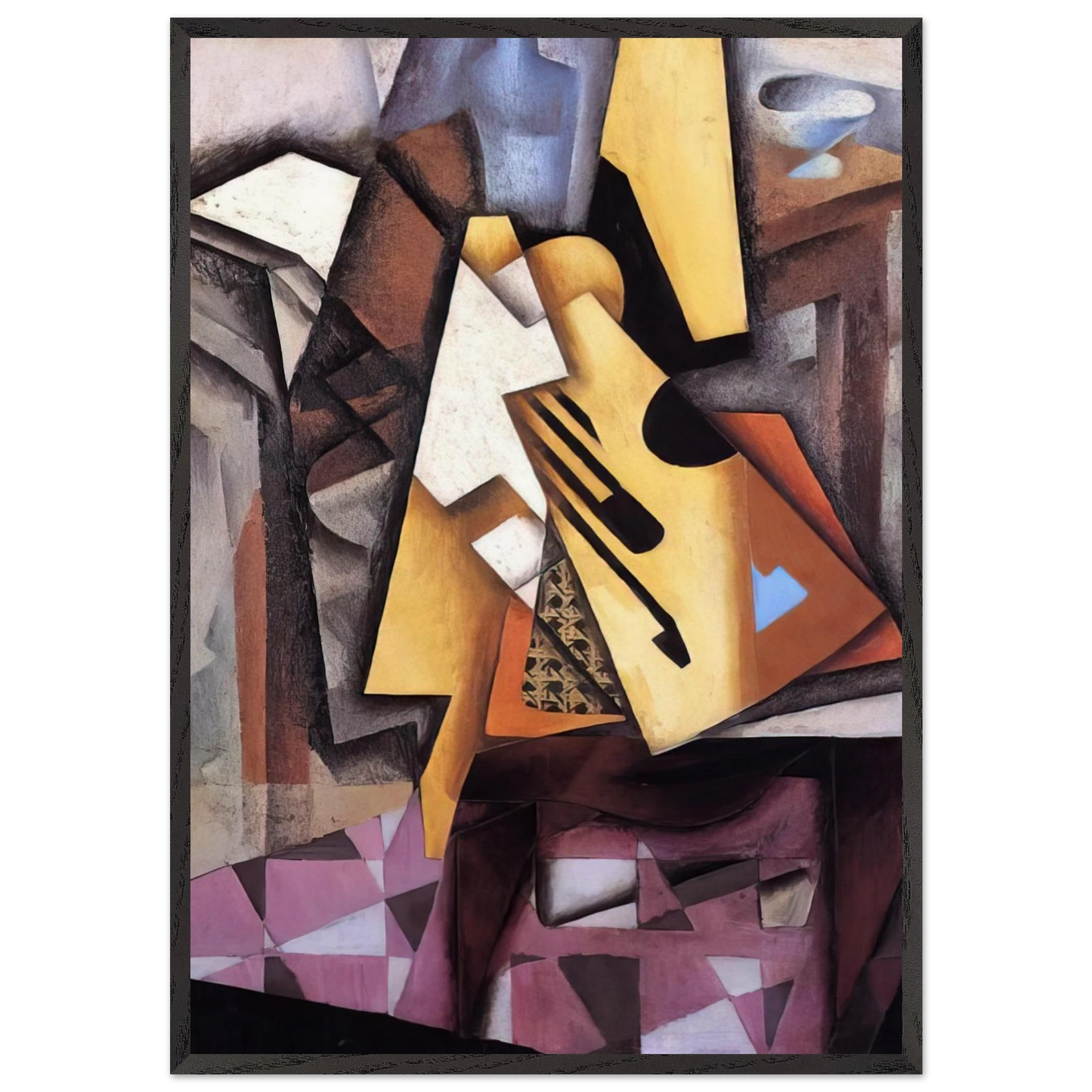 GUITAR ON A CHAIR 1913 - Juan Gris 70x100 cm / 28x40 inches Framed Art Print – Black Wooden Frame