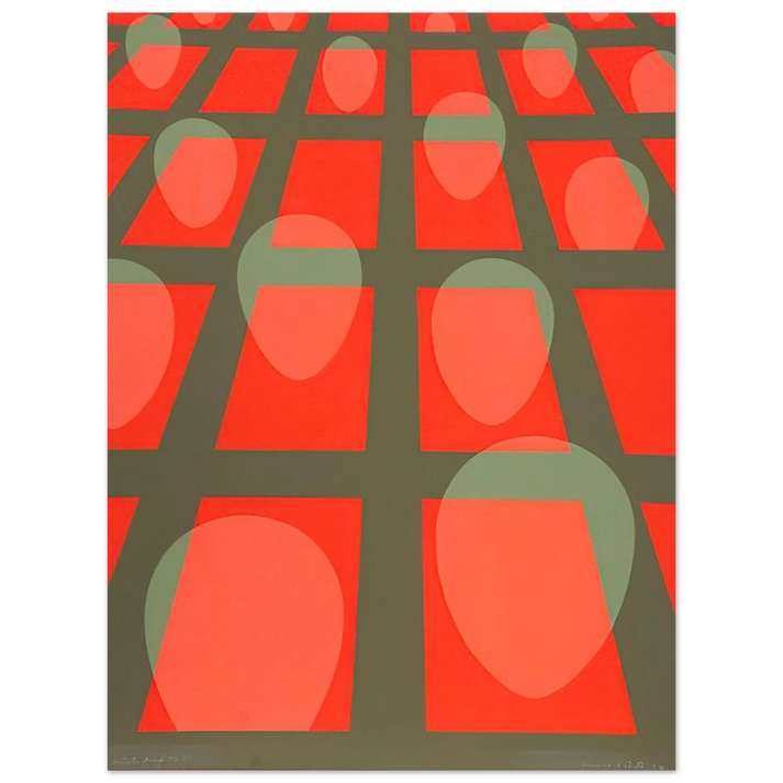 Clarence Holbrook Carter - Untitled - Faces in a Grid Red - 1971 75x100 cm / 30x40inches Fine Art Poster