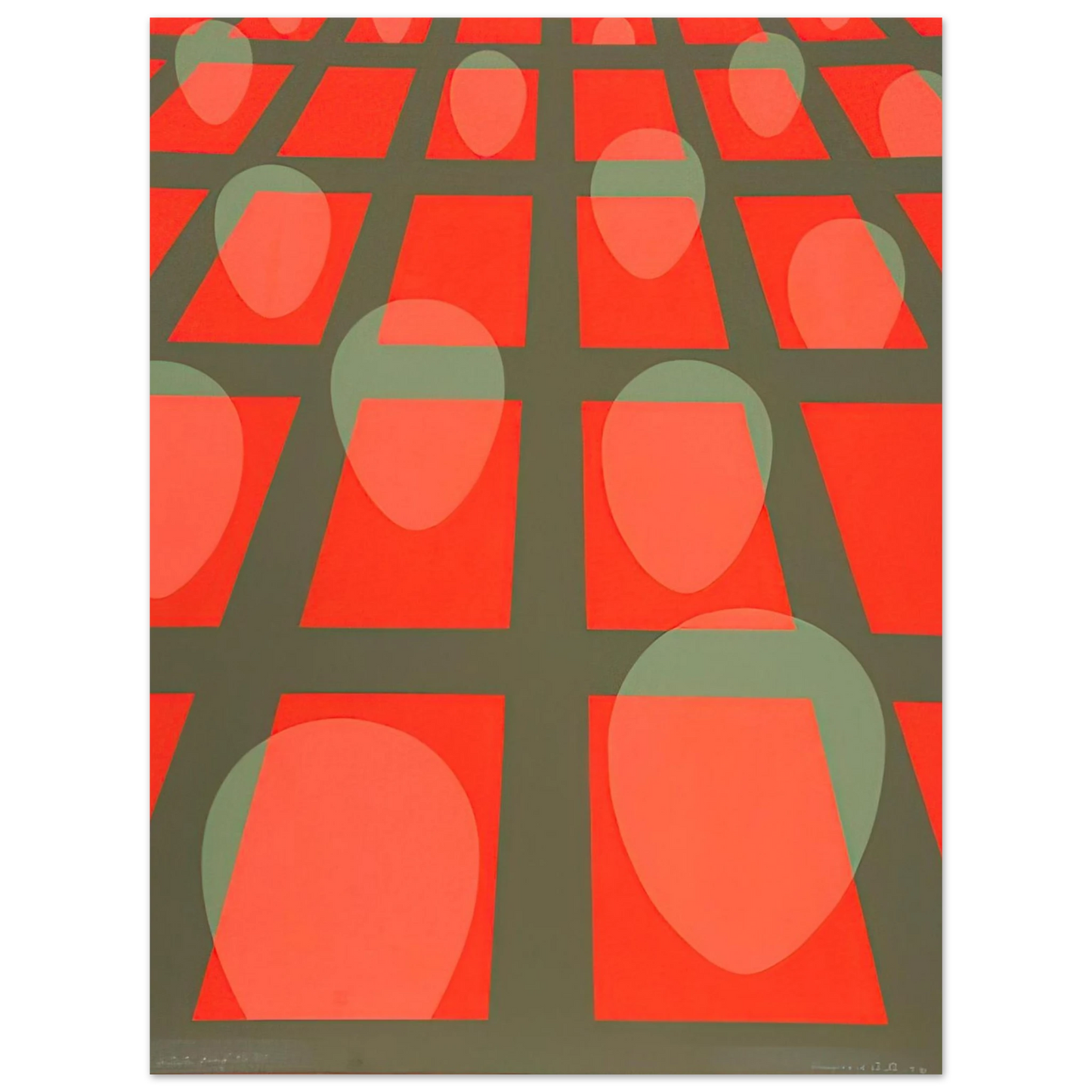 Clarence Holbrook Carter - Untitled - Faces in a Grid Red - 1971 75x100 cm / 30x40inches Fine Art Poster