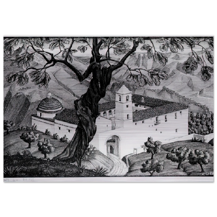 CLOISTER NEAR ROCCA IMPERIALE CALABRIA - MC Escher Brushed Aluminum Print - 70x100 cm / 28x40 inches | MC Escher Aluminum Print | MC Escher Prints