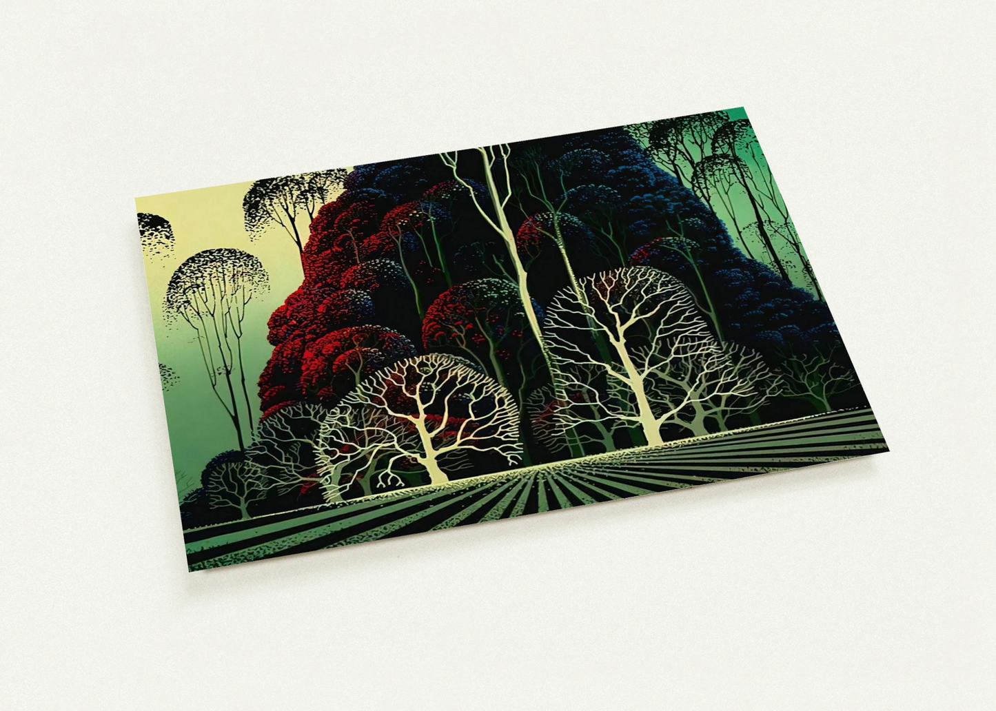 Eucalyptus Forest By Eyvind Earle Pack of 10 Post Cards | Eyvind Earle Post Cards | A6 (10.5 x 14.8 cm) - 4.1 x 5.8 inches