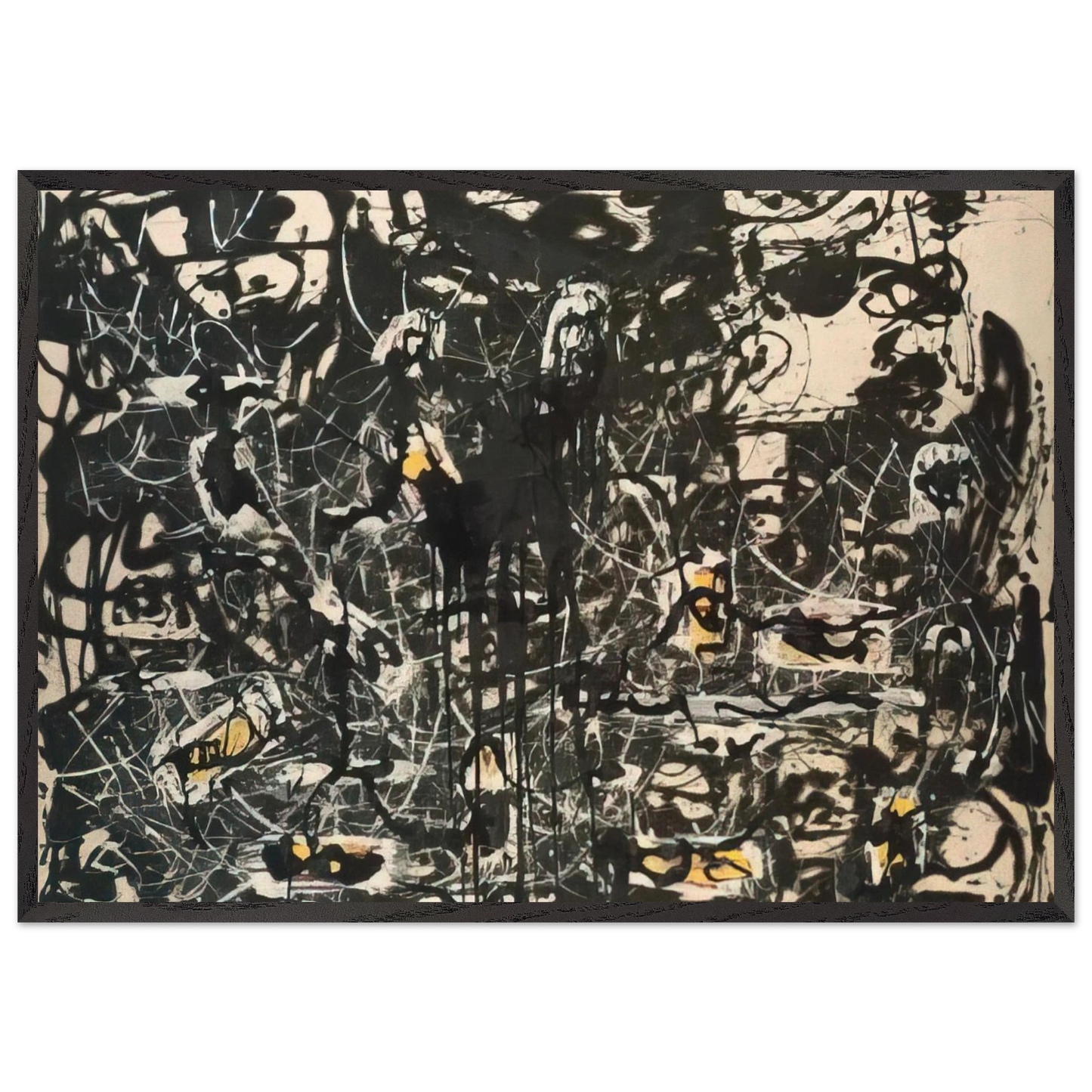 YELLOW ISLANDS - Jackson Pollock 70x100 cm / 28x40 inches Framed Art Print – Black Wooden Frame