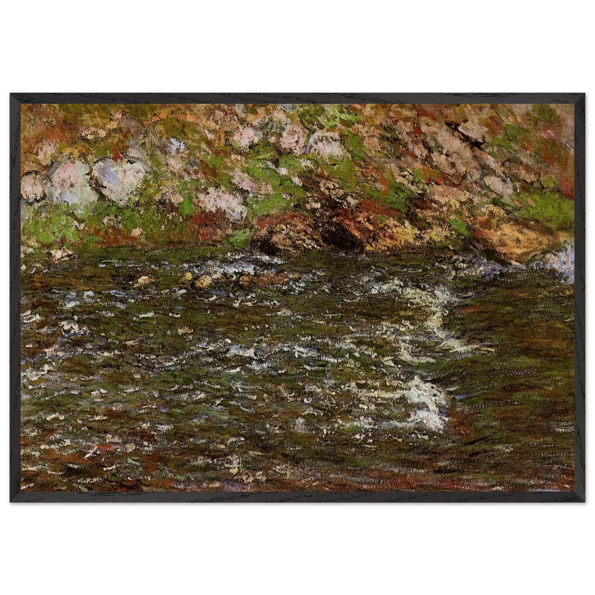 Torrent of the Petite Creuse at Fresselines - claude monet 70x100 cm / 28x40 inches Framed Art Print – Black Wooden Frame