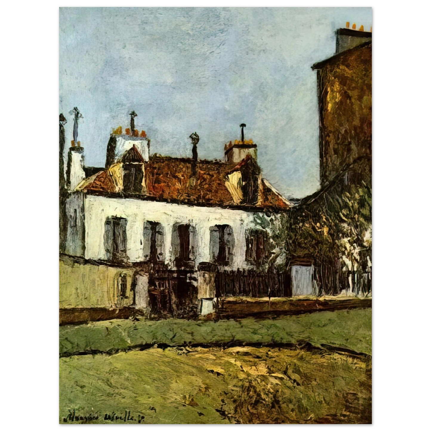Maurice Utrillo - HOUSE IN THE SUBURBS OF PARIS 75x100 cm / 30x40inches Fine Art Poster