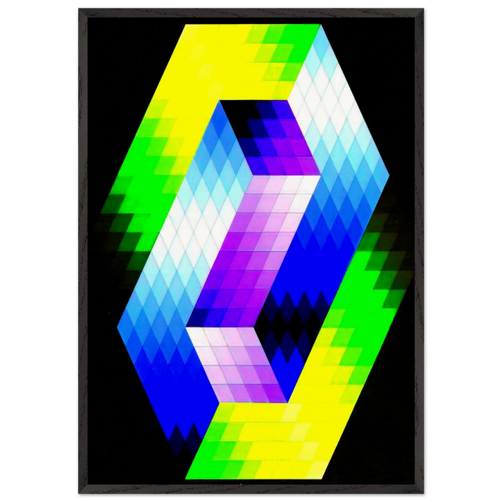 Keple Gestalt - 1968 - Victor Vasarely 70x100 cm / 28x40 inches Framed Art Print – Black Wooden Frame