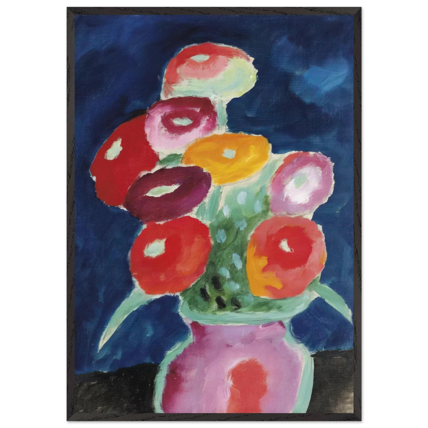 BLUMEN IN EINER VASE 1918 - Alexej von Jawlensky 70x100 cm / 28x40 inches Framed Art Print – Black Wooden Frame