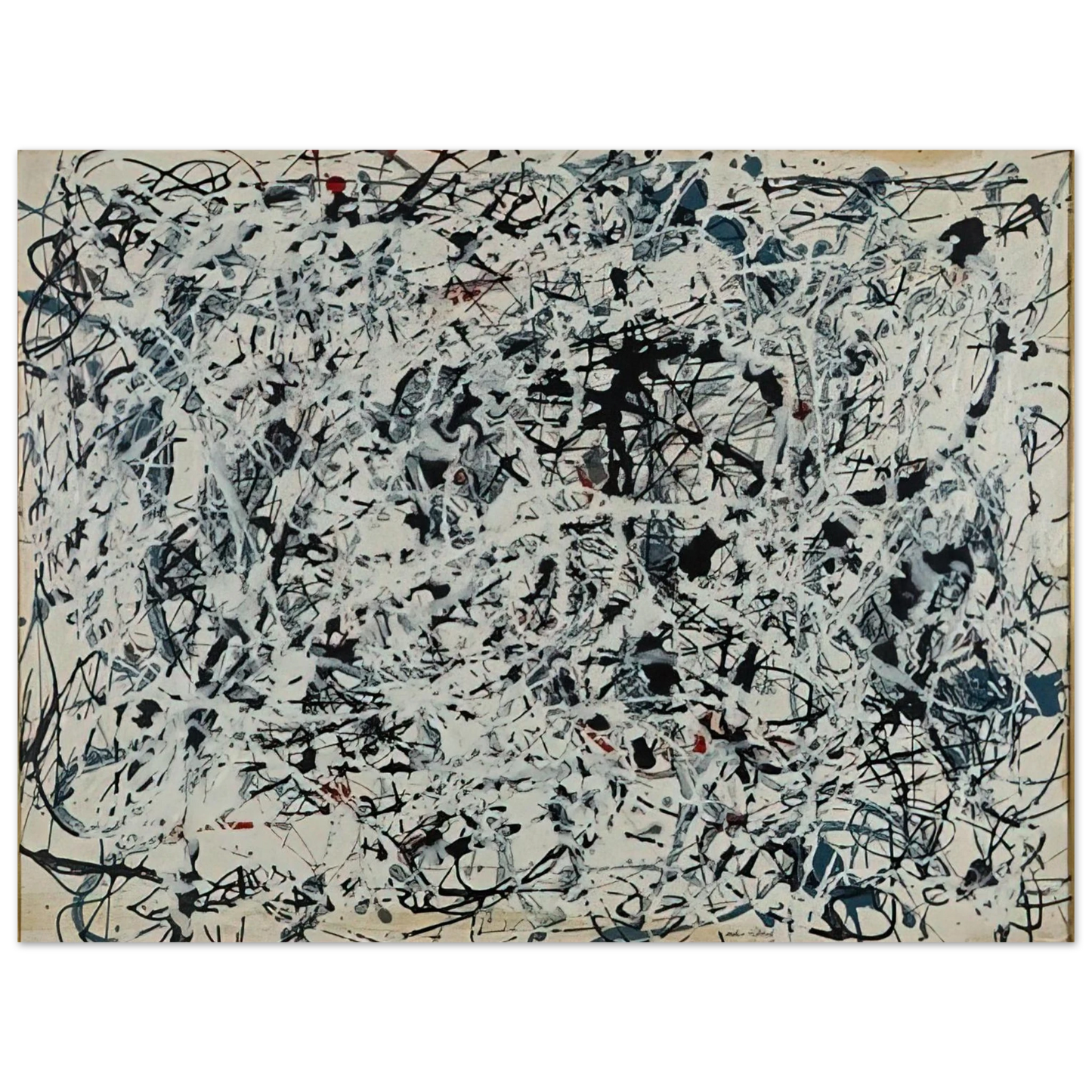 Jackson Pollock - COMPOSITION WHITE BLACK BLUE AND RED ON WHITE 1948 75x100 cm / 30x40inches Fine Art Poster
