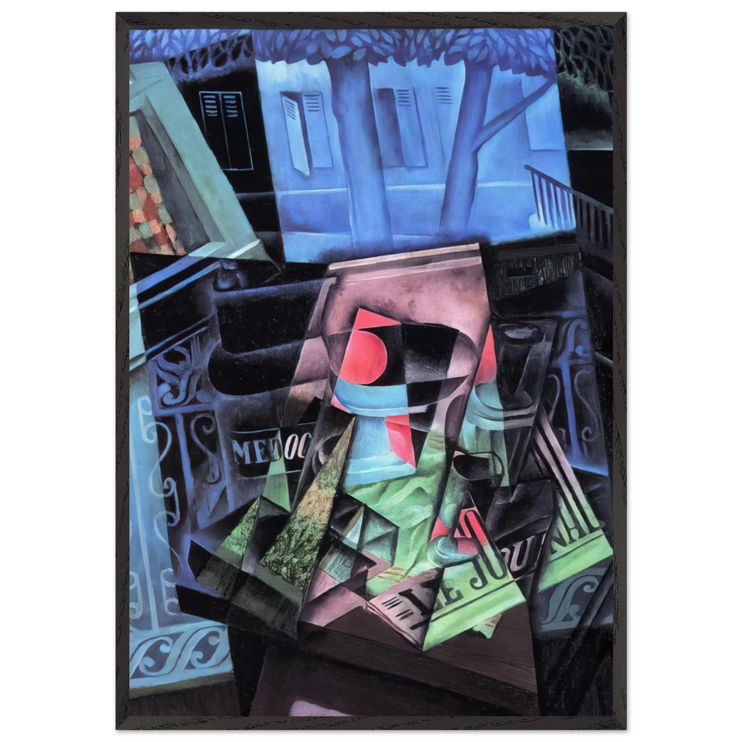 STILL LIFE BEFORE AN OPEN WINDOW PLACE RAVIGNAN 1915 - Juan Gris 70x100 cm / 28x40 inches Framed Art Print – Black Wooden Frame