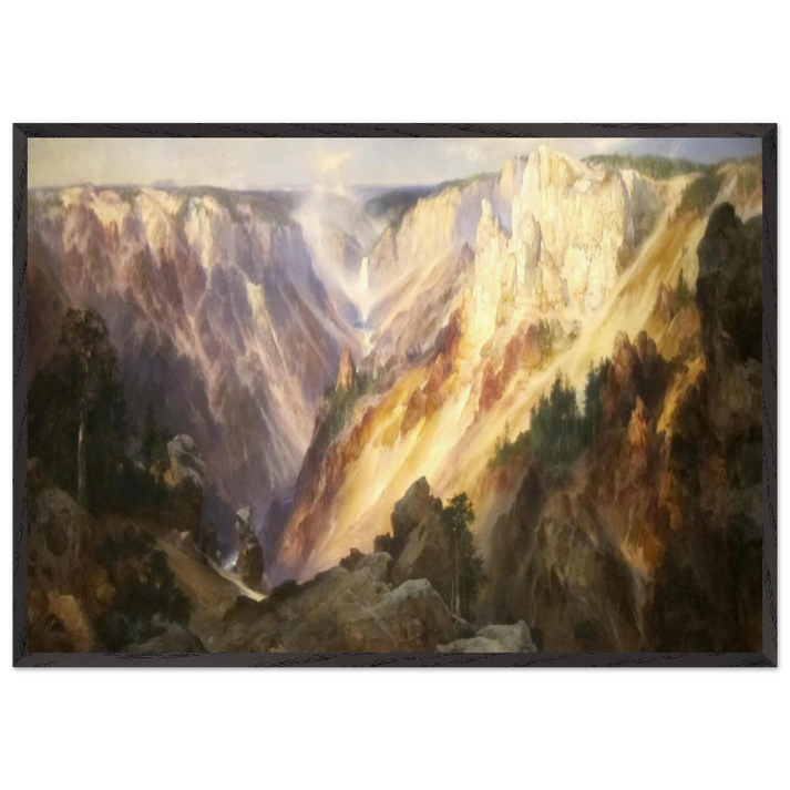 Grand Canyon of the Yellowstone - Thomas Moran 70x100 cm / 28x40 inches Framed Art Print – Black Wooden Frame