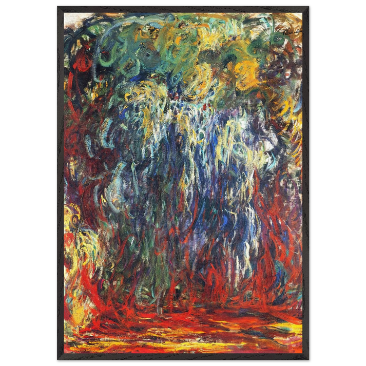 Weeping Willow Giverny - claude monet 70x100 cm / 28x40 inches Framed Art Print – Black Wooden Frame