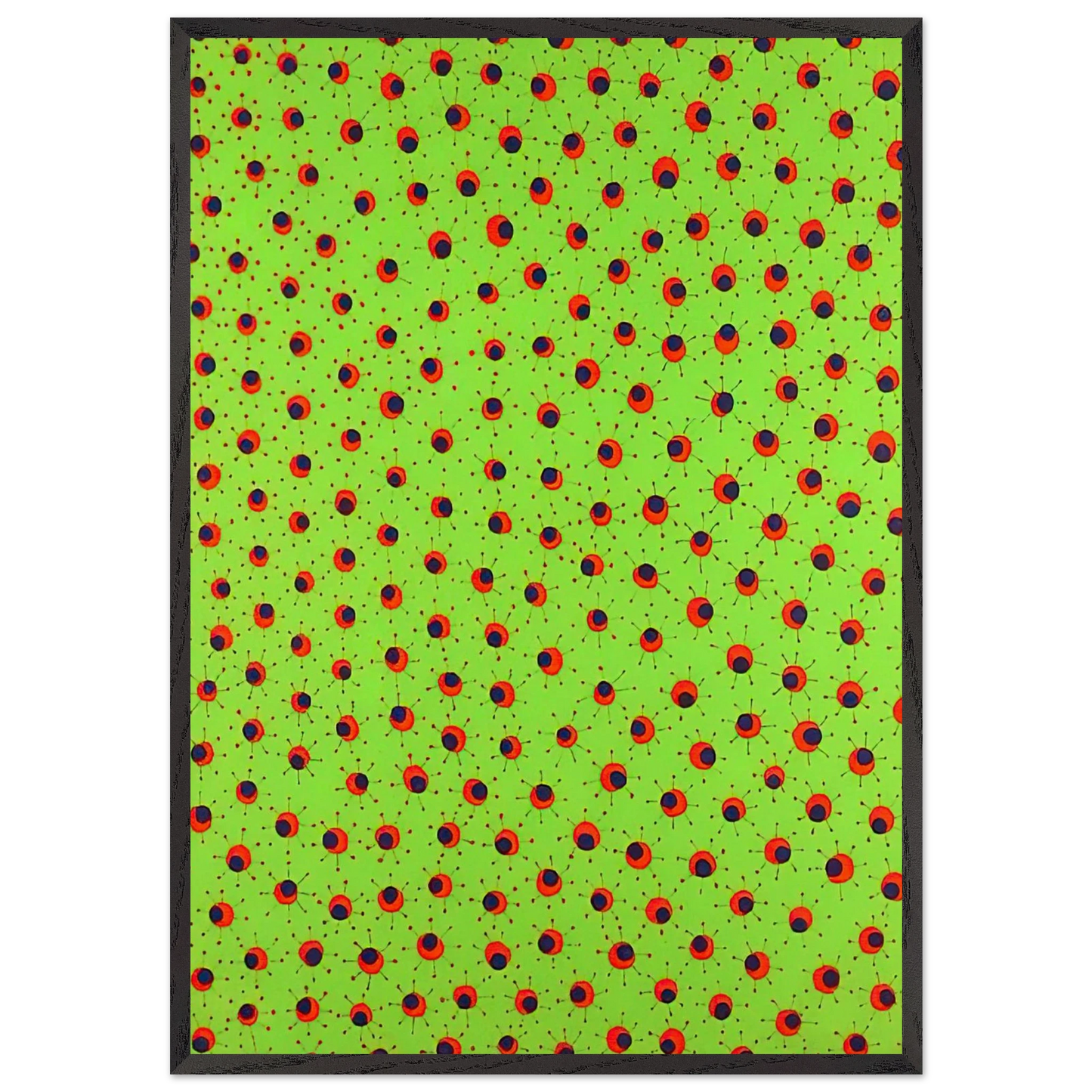 FIELDS IN SPRING 1988 - Yayoi Kusama 70x100 cm / 28x40 inches Framed Art Print – Black Wooden Frame