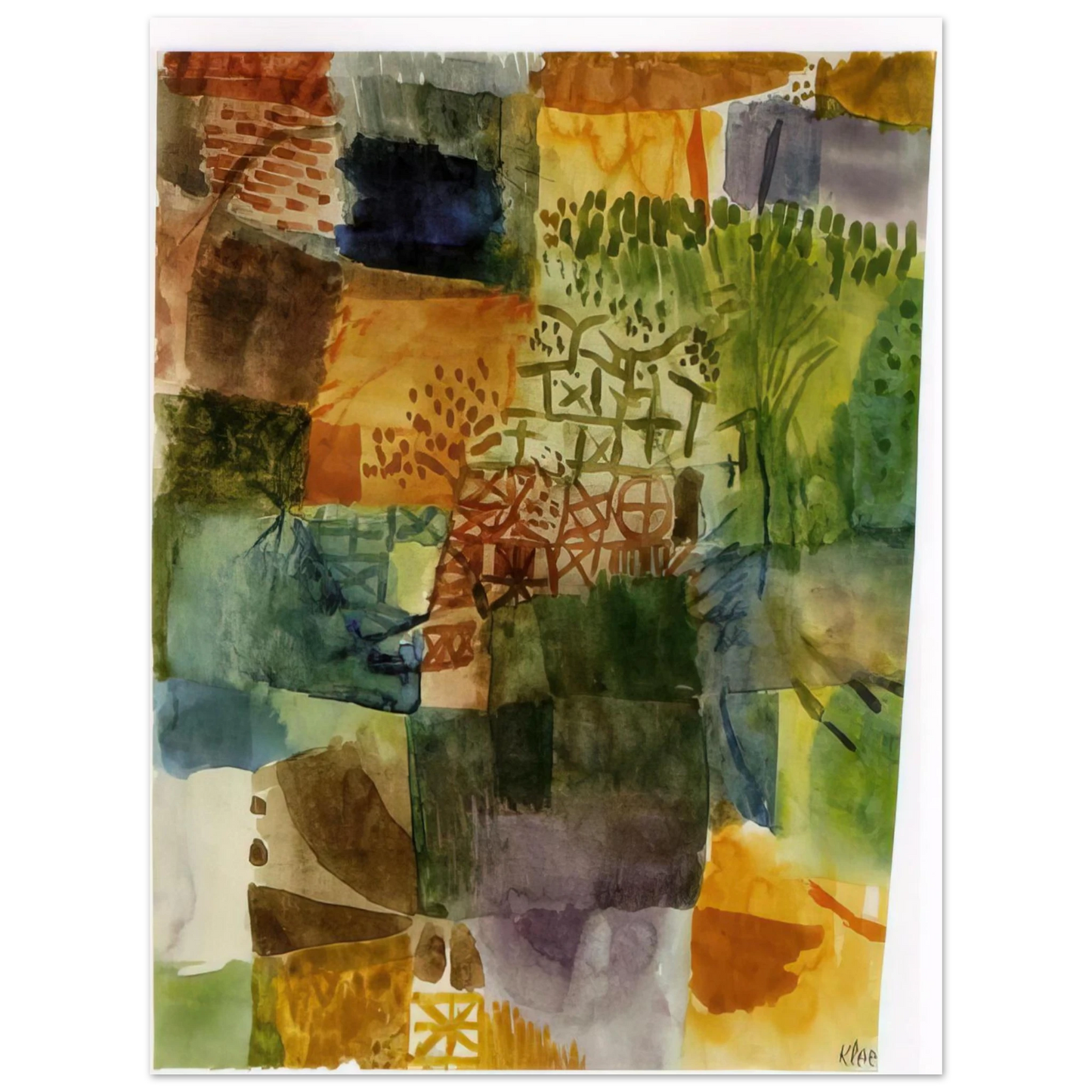 Paul Klee - REMEMBRANCE OF A GARDEN 1914 75x100 cm / 30x40inches Fine Art Poster
