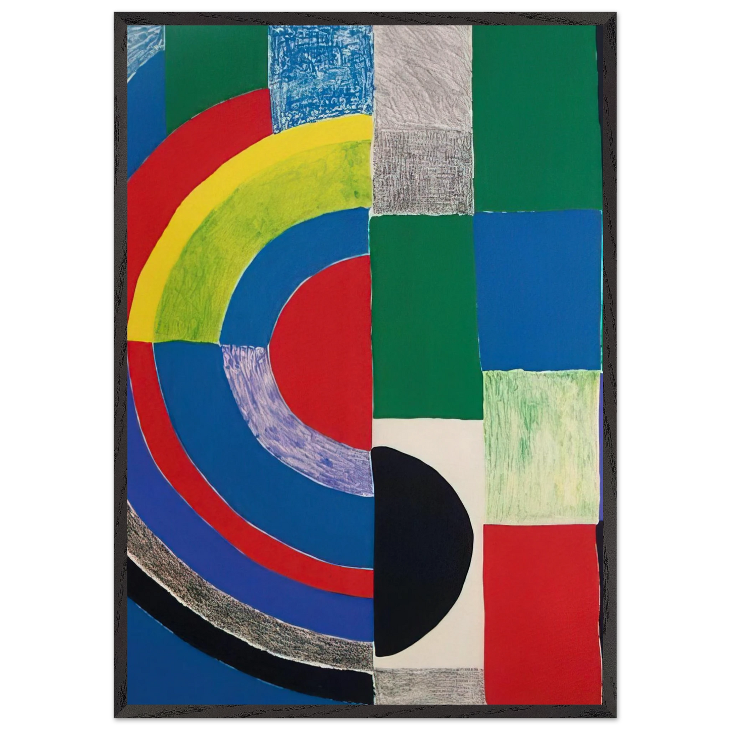 COLOR RHYTHMS - Sonia Delaunay 70x100 cm / 28x40 inches Framed Art Print – Black Wooden Frame