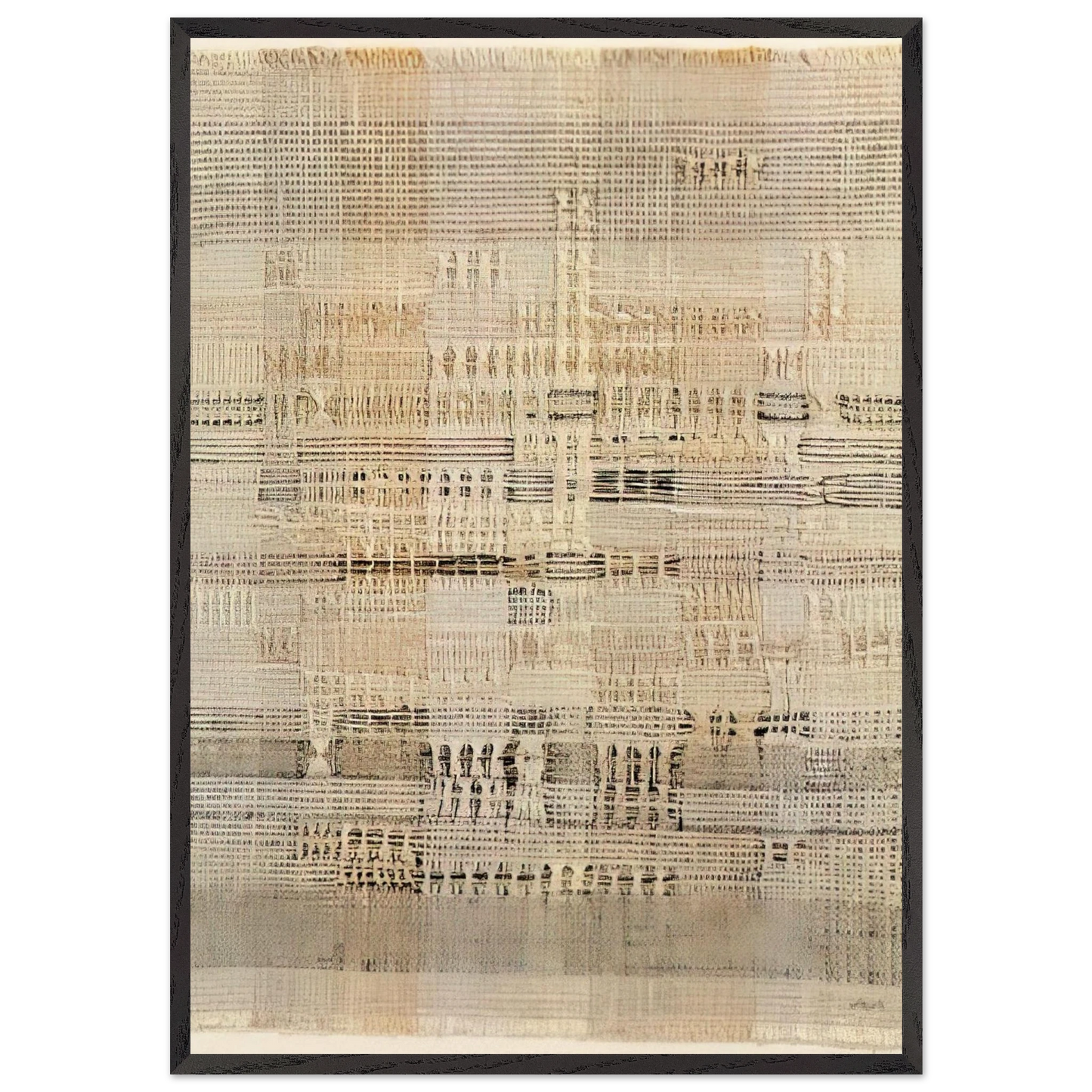 DEVELOPMENT IN ROSE I 1952 - Anni Albers 70x100 cm / 28x40 inches Framed Art Print – Black Wooden Frame