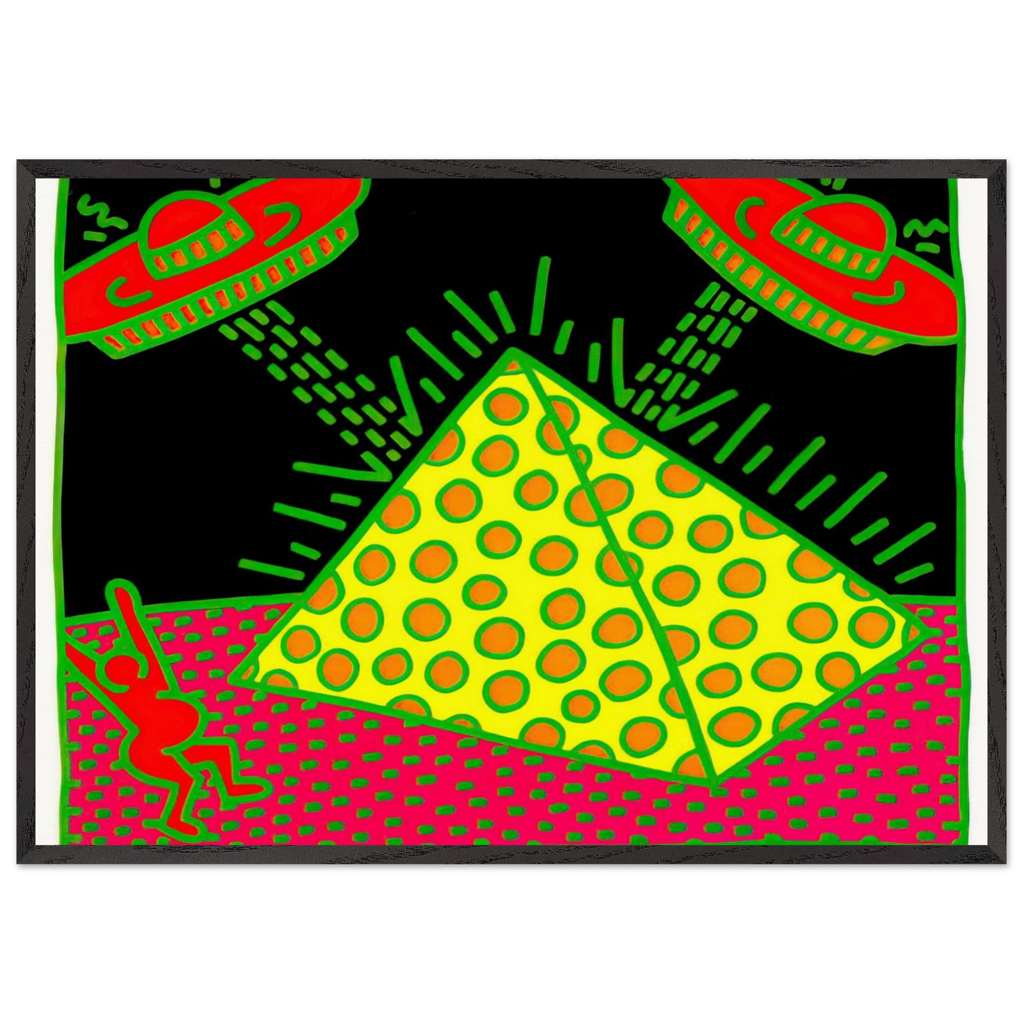 UNTITLED 1983 3 N1 - Keith Haring 70x100 cm / 28x40 inches Framed Art Print – Black Wooden Frame