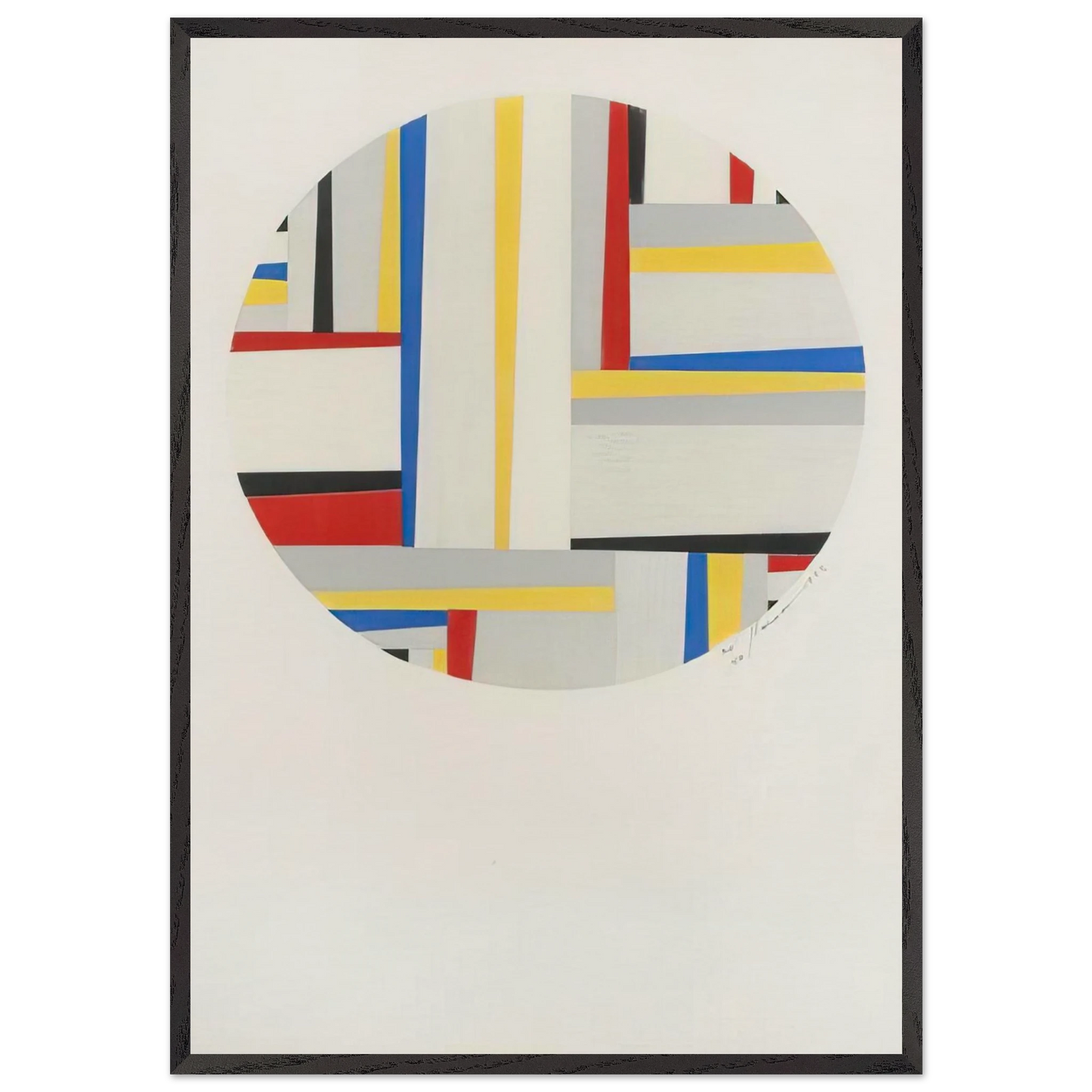 Relational Painting Tondo 49 - 1952 - Fritz Glarner 70x100 cm / 28x40 inches Framed Art Print – Black Wooden Frame